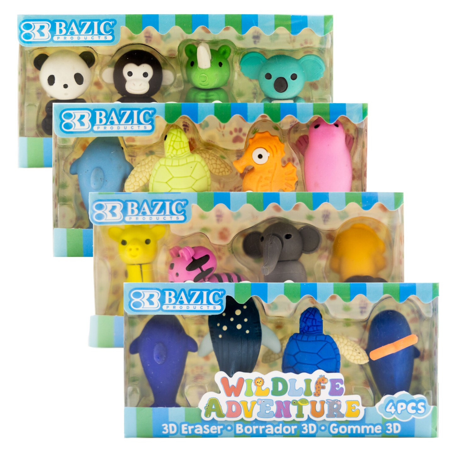 BAZIC Wildlife Adventures 3D Eraser Sets