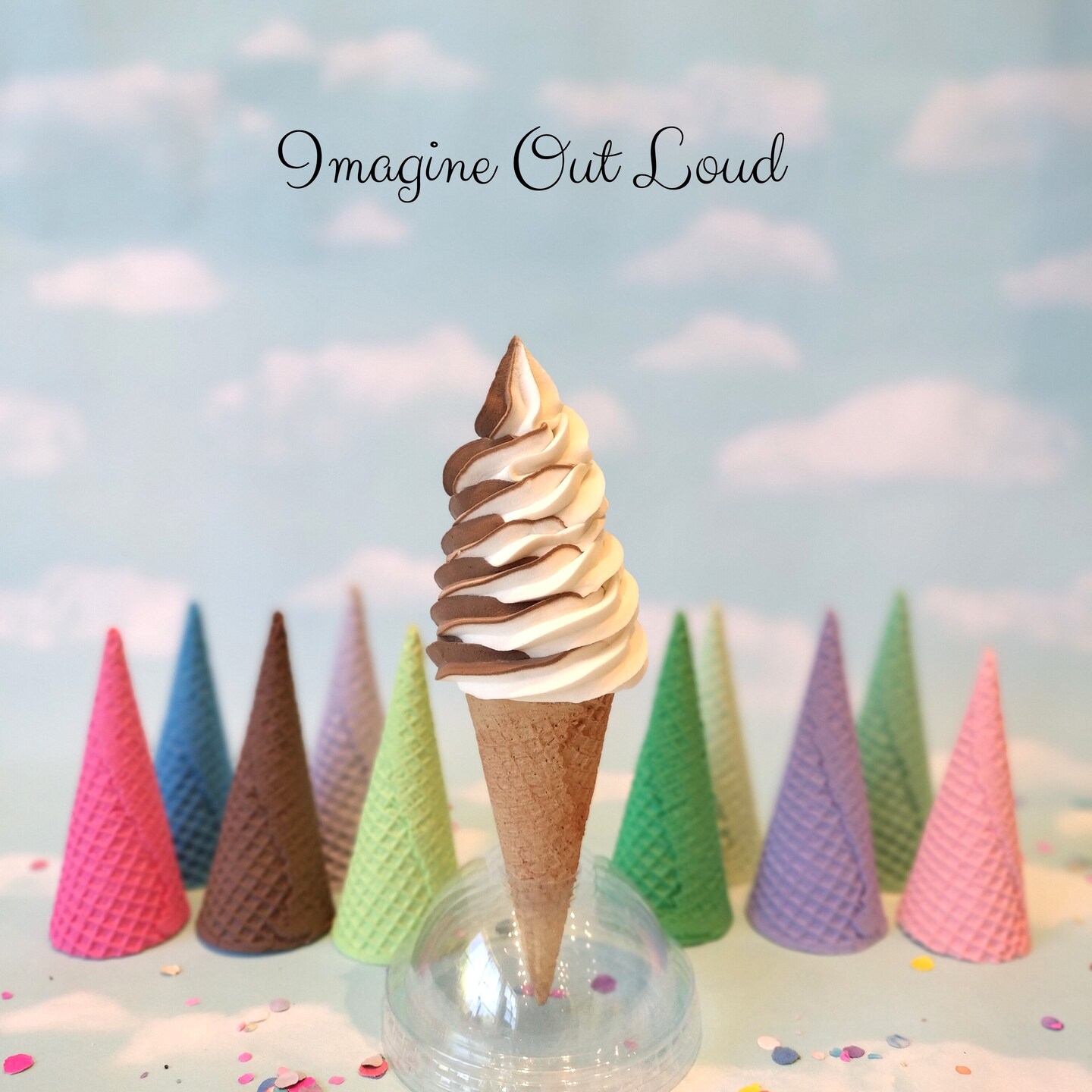 Fake Ice Cream CONE and COLOR CHOICE Soft Serve Chocolate Vanilla Swirl ...