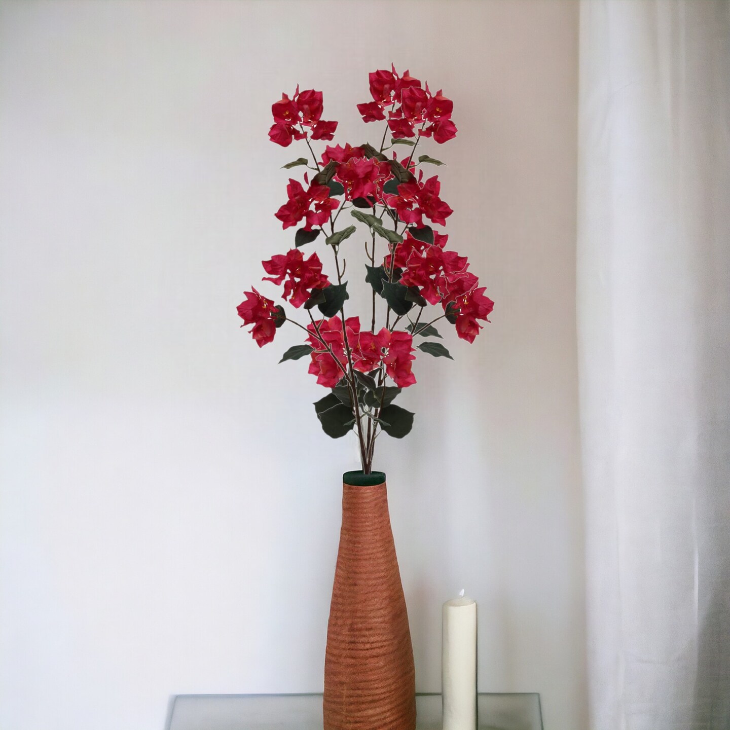 Fuchsia Bougainvillea Spray with Silk Flowers &#x26; Foliage by Floral Home&#xAE;