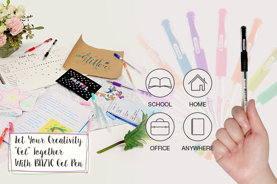 BAZIC Essence Gel Pen 6 Pastel Color w/ Cushion Grip