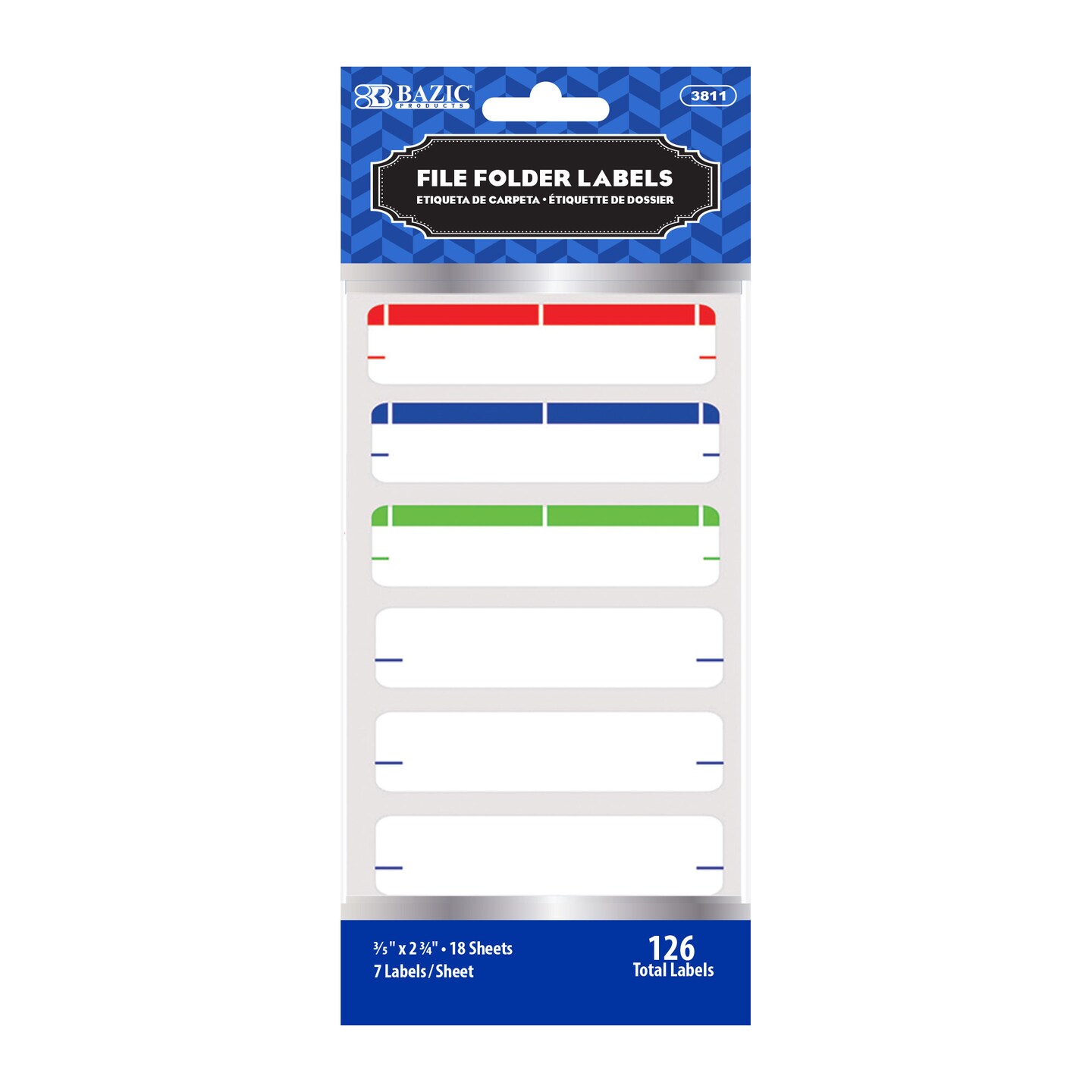 BAZIC Assorted Color File Folder Label (126/Pack)