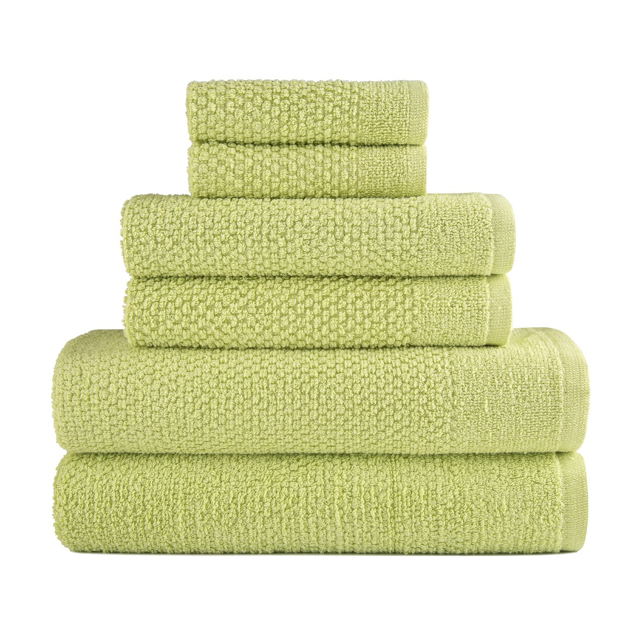 Dan River 6 Piece Cotton Bath Towel Set Popcorn Texture Absorbent Towels