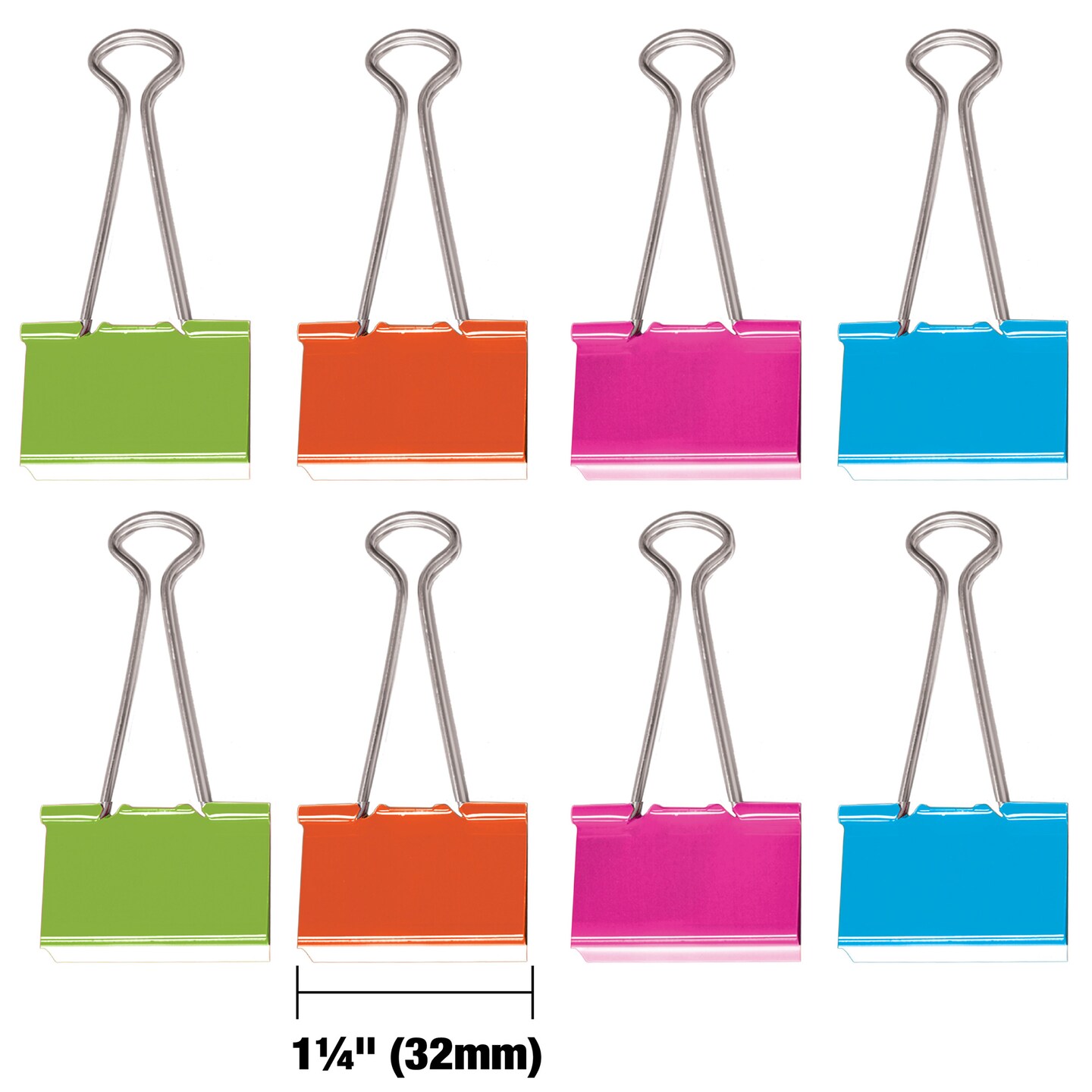BAZIC Medium 1-1/4 (32mm) Assorted Color Binder Clip (8/Pack)
