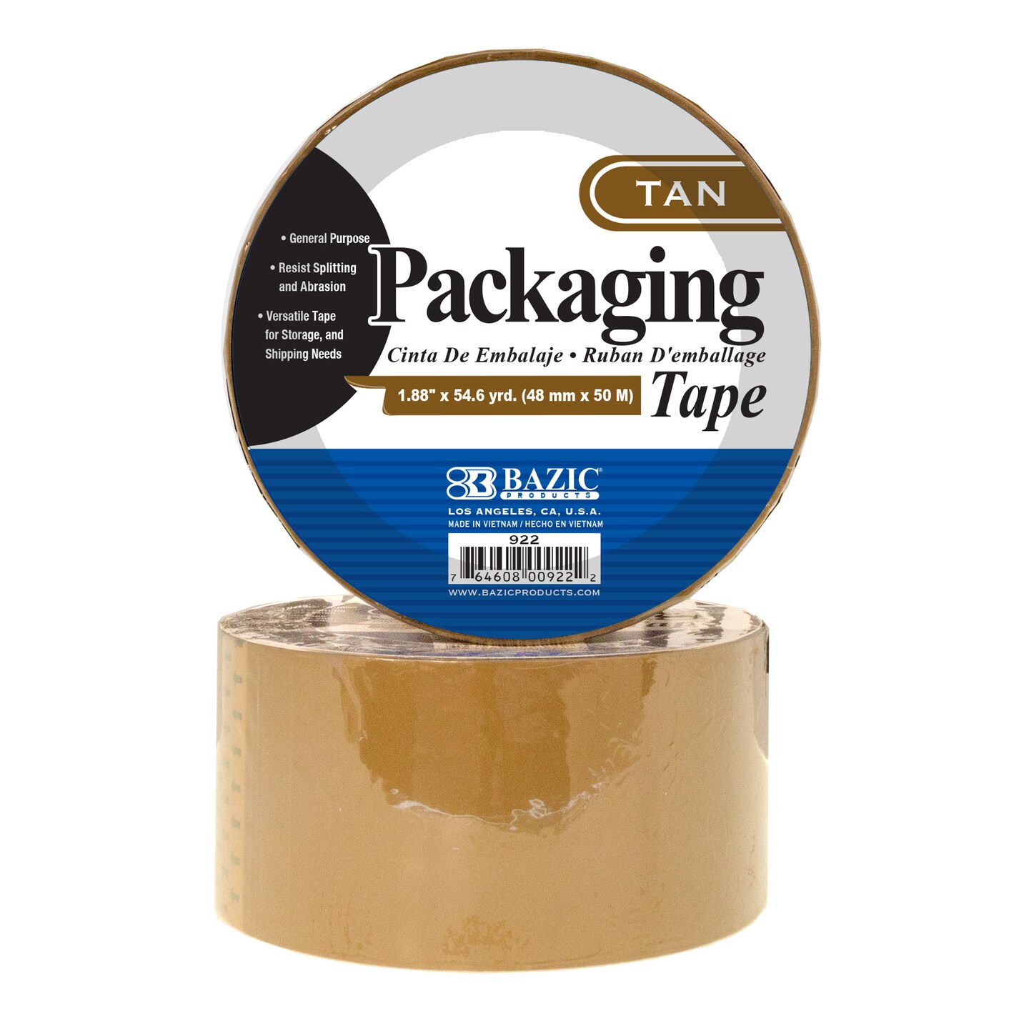 BAZIC Tan Packing Tape 1.88&#x22; X 54.6 Yards