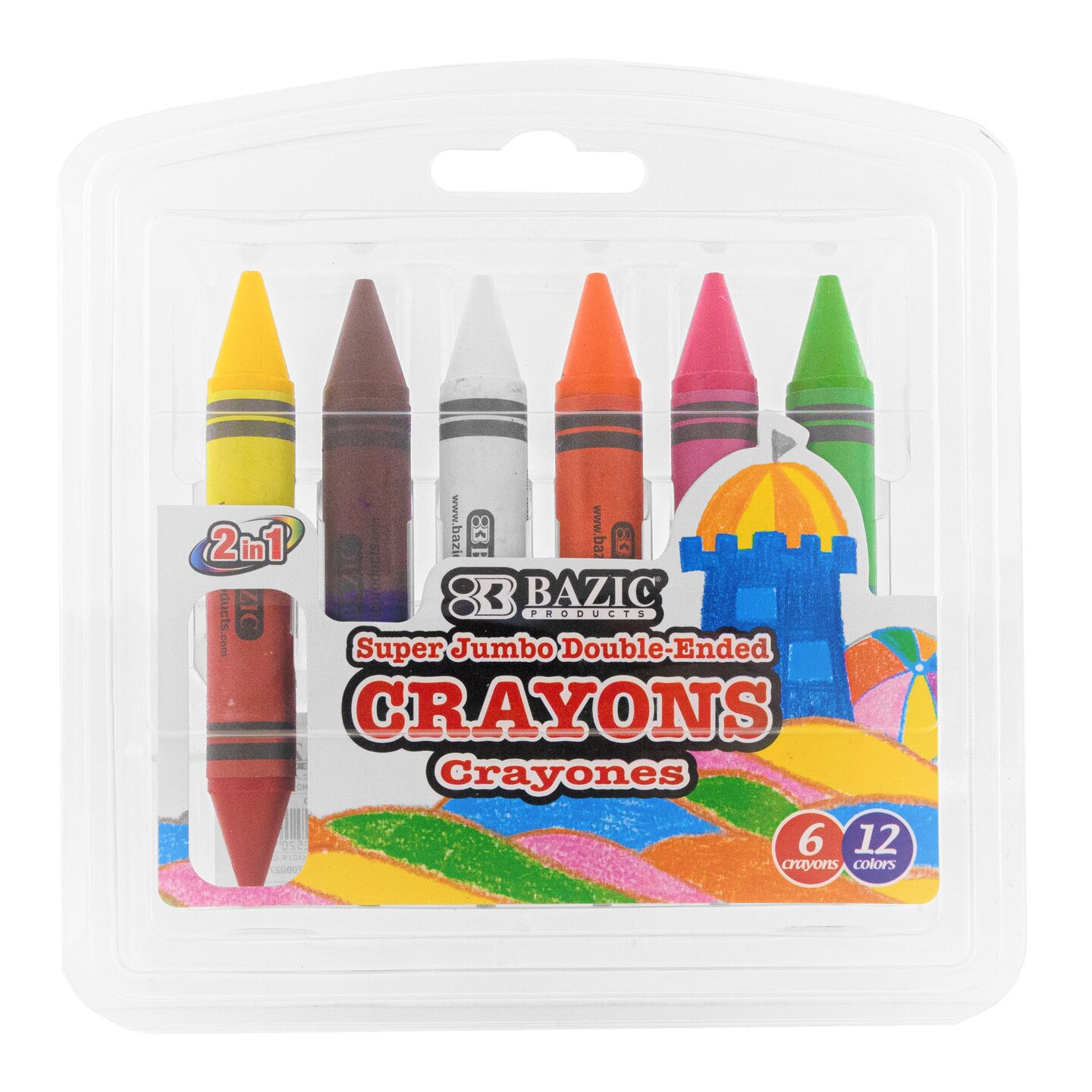 BAZIC Double-Ended Super Jumbo Crayons Premium 12 Color