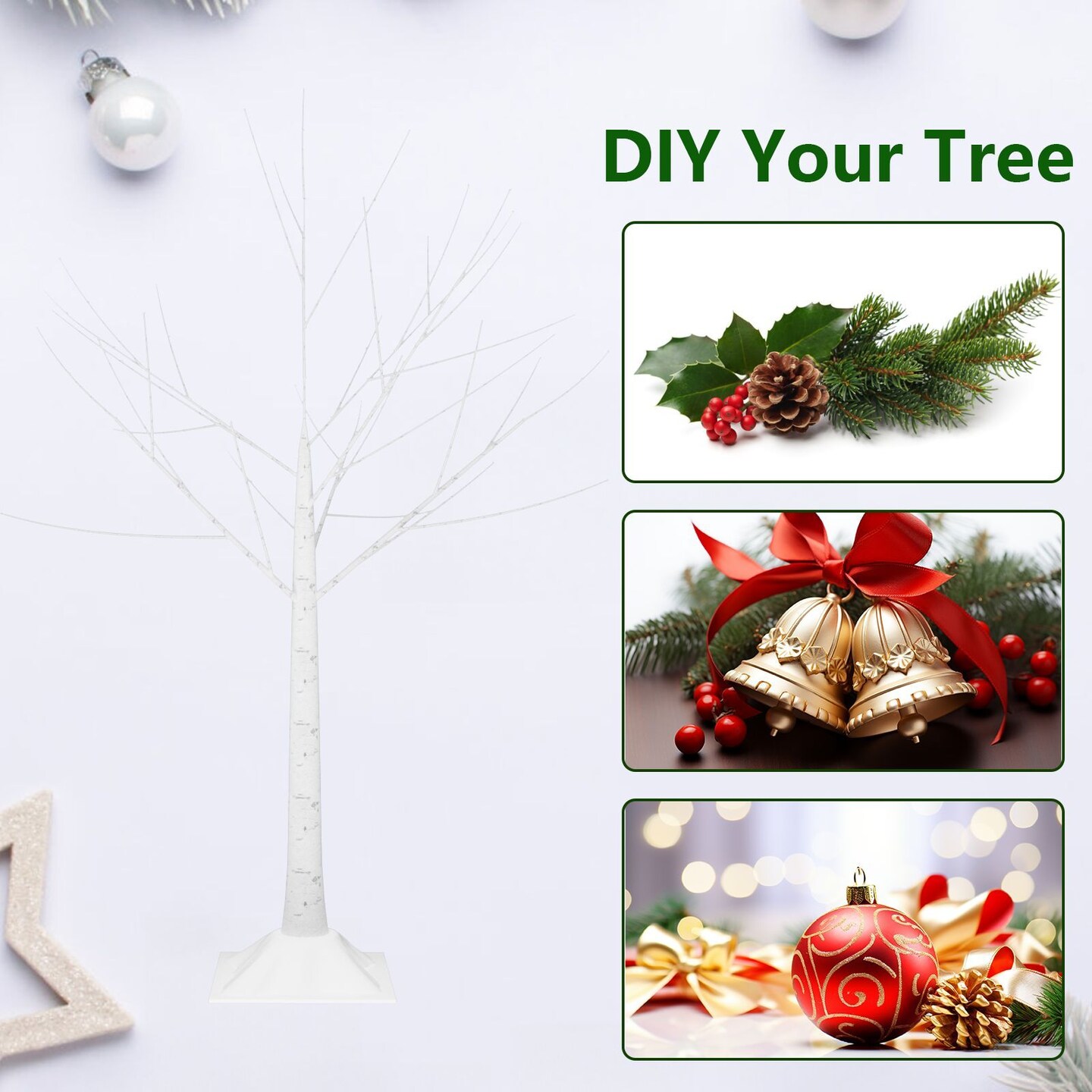 2pcs 4 FT Lighted Birch Tree Artificial Twig Tree Lamp for Christmas