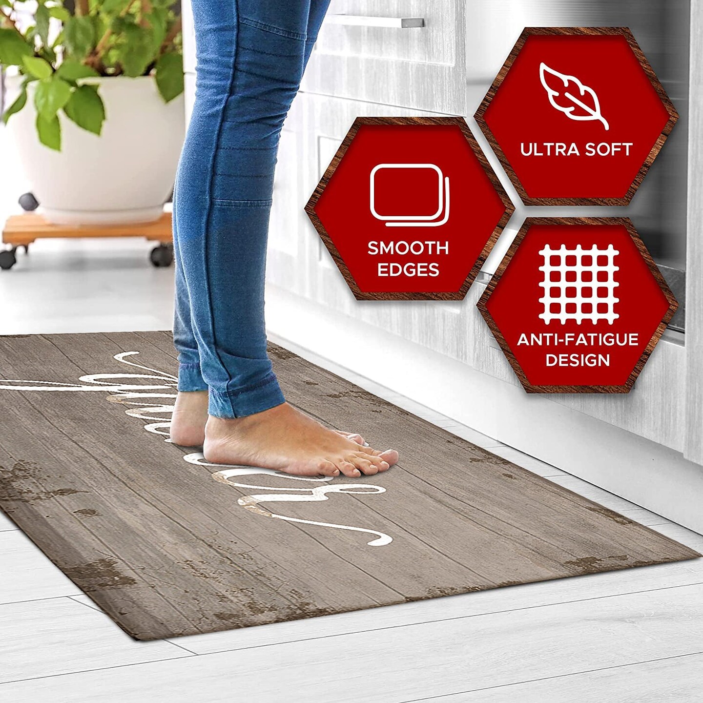 20&#x22;x55&#x22; Oversized Cushioned Anti-Fatigue Kitchen Runner Mat (Gather)