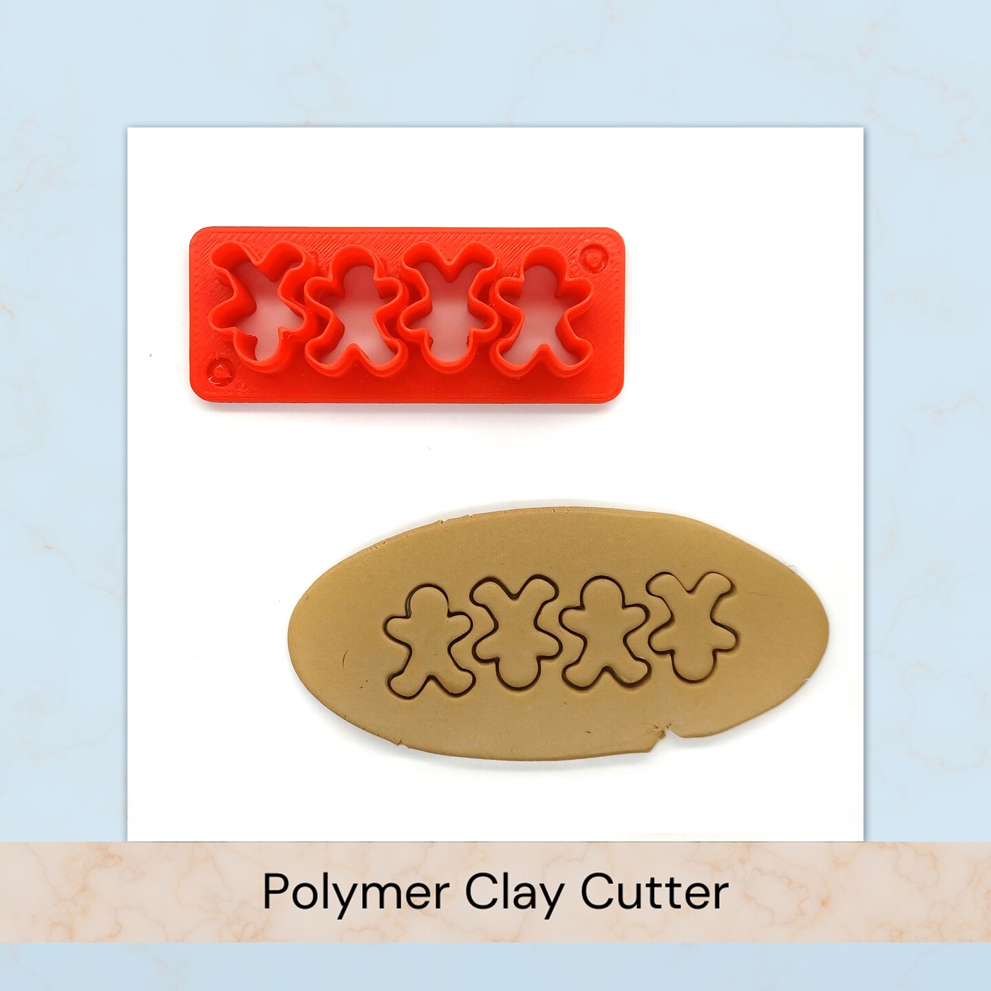 Gingerbread Boy Mini Clay Cutter, Cuts 4 pieces, about 5/8 inch tall, Adorabilities