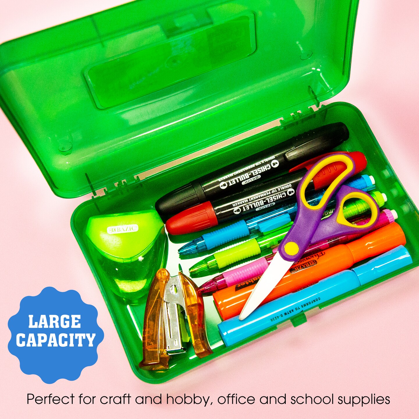 BAZIC Pencil Case Multipurpose Utility Box - Classic Color