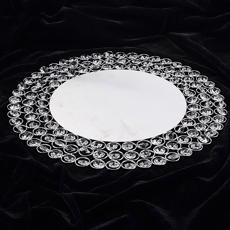 14-Inch Round Metal Charger Plates Crystal Beads