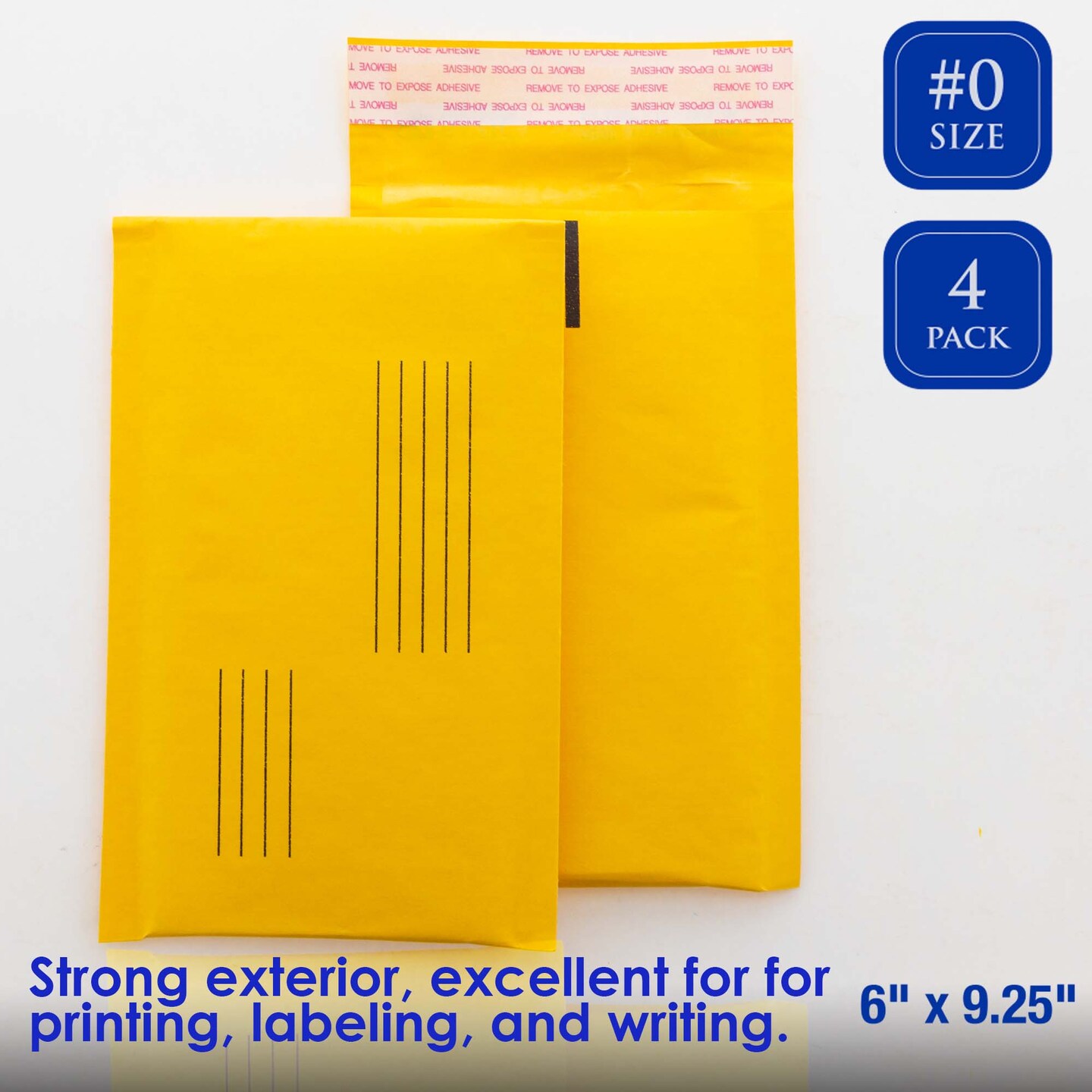 BAZIC Self-Seal Bubble Mailers (#0) 6&#x22; x 9.25&#x22; (4/Pack)