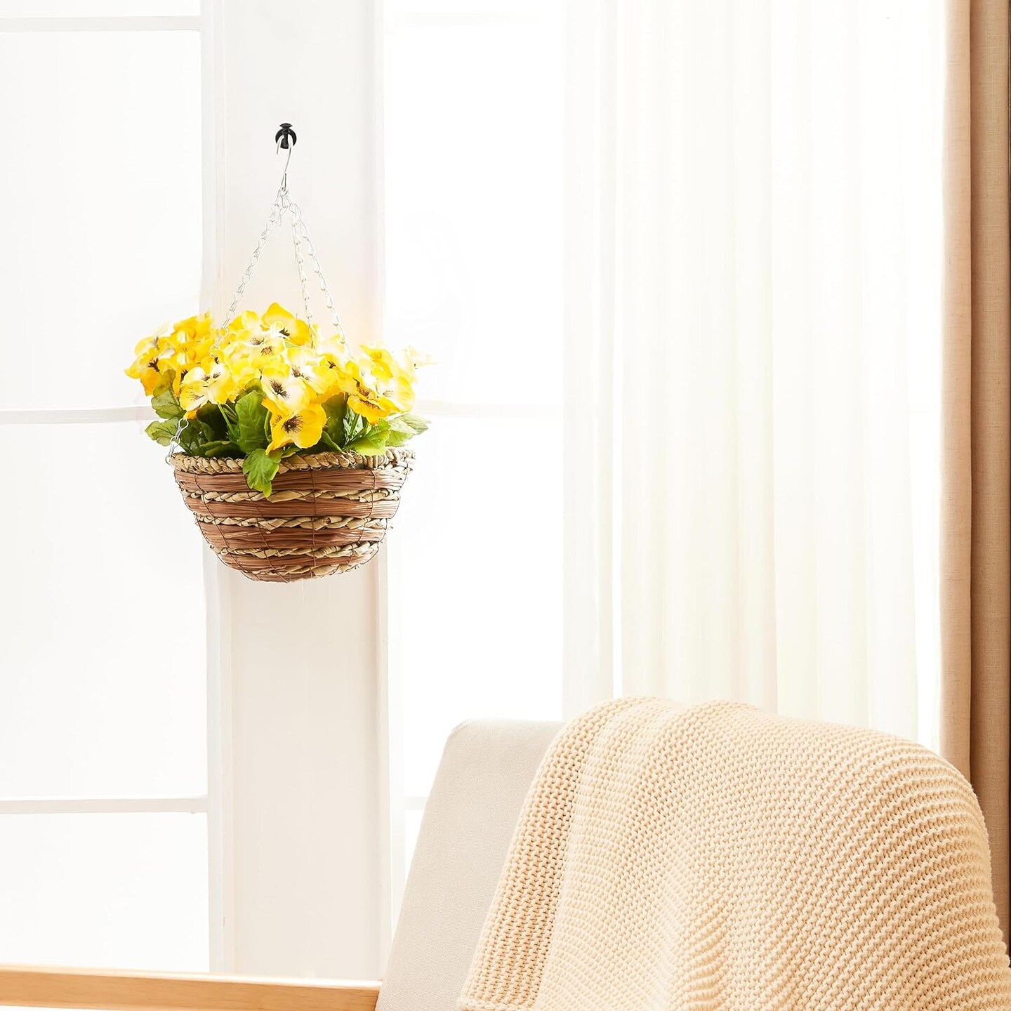Realistic Artificial Flower Hanging Basket: Perfect for Indoor or Outdoor Decor