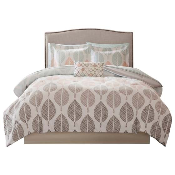 Gracie Mills Mosley 9 Piece Botanical Comforter Set Cotton Sheets Yellow Aqua Grace-8129