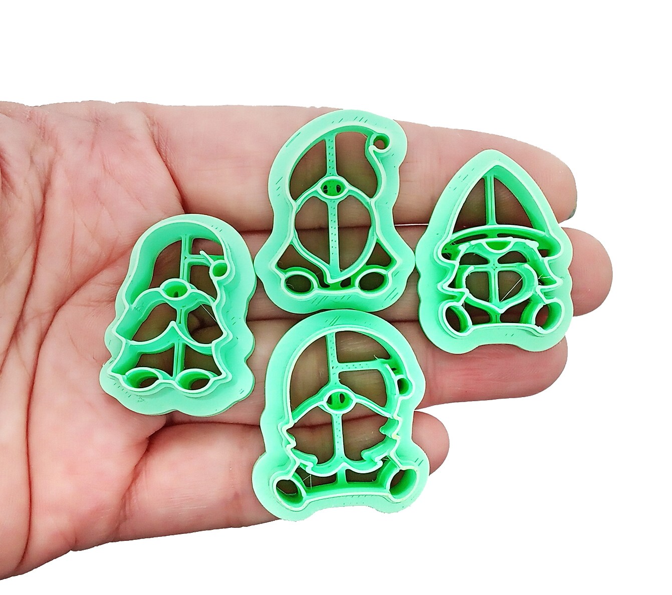 Mini Gnome Clay Cutters, 4 pcs, Set of Christmas Miniature Gnome Shapes, Adorabilities