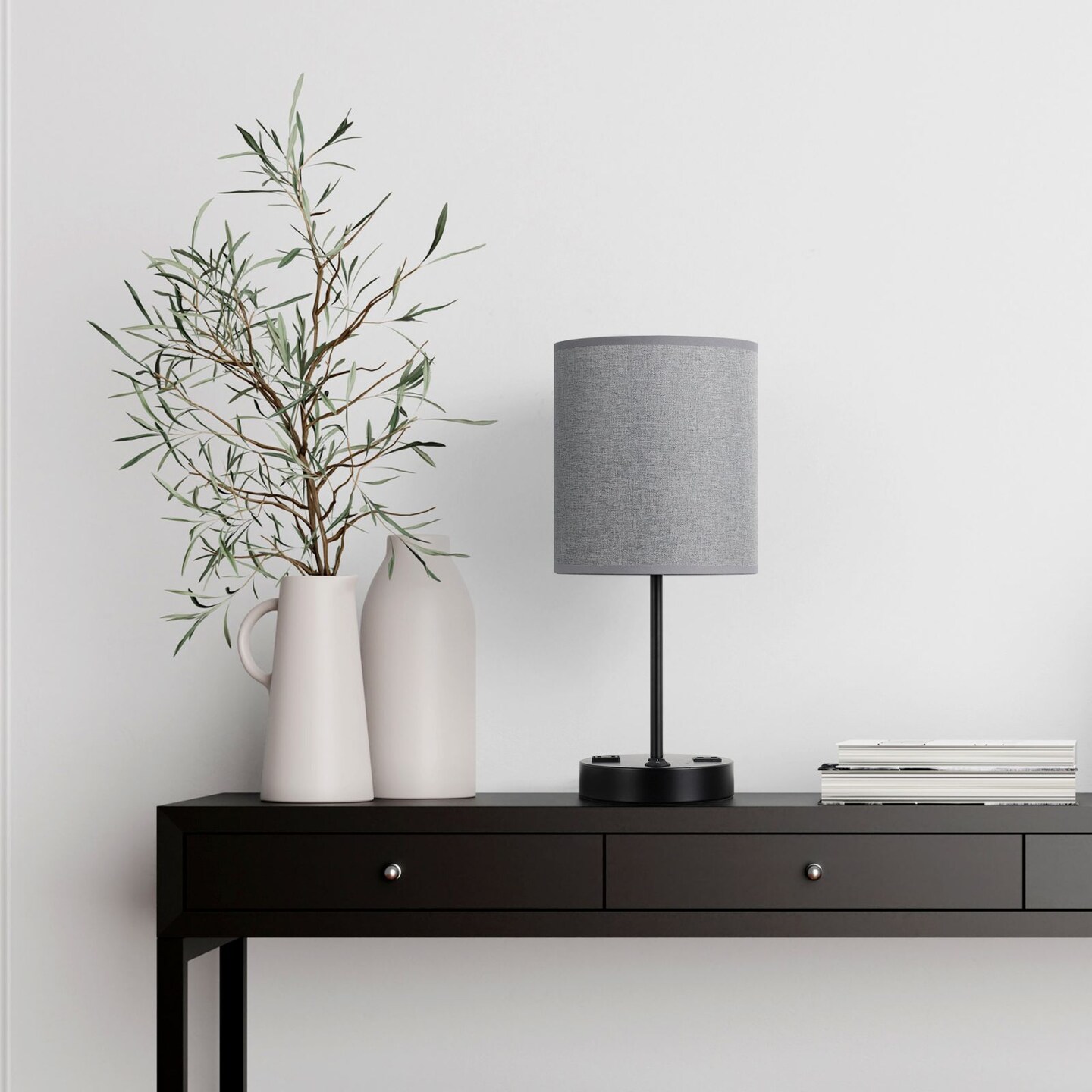 Bedside Table Lamps Nightstand Lamps with USB Port and Outlet, Bedside Lamps with USB Charging Port