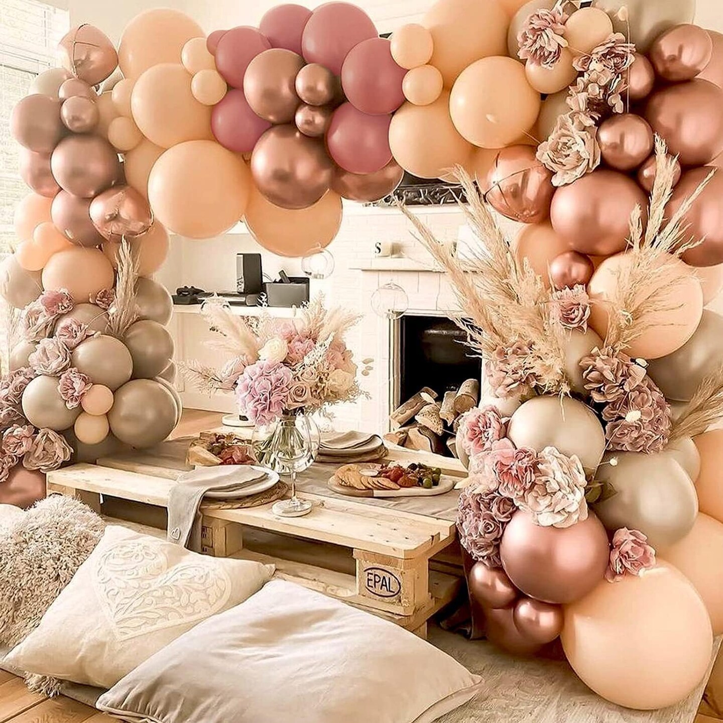 Balloon Arch Garland Kit,Blush Nude Apricot Party Balloons Decoration Set for Retro Boho Wedding Baby Shower Bridal Engagement Anniversary Graduation Birthday Decorations