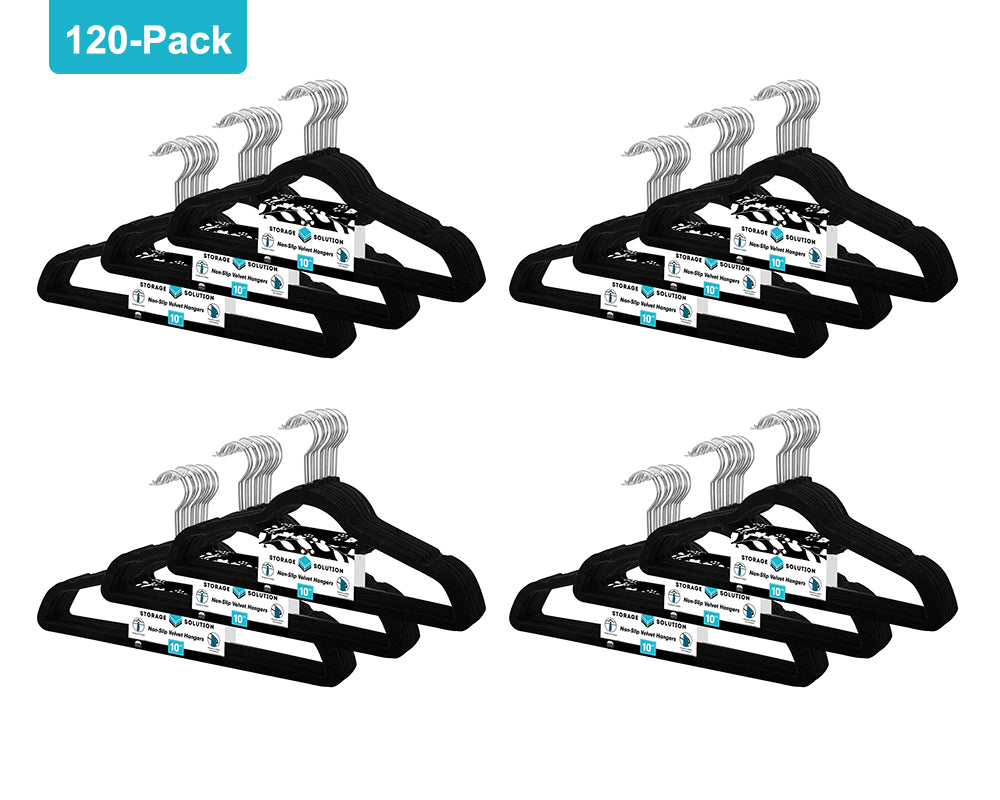 120 Pack - Premium Velvet Non-Slip Hanger with 360 Degree Rotatable Hook