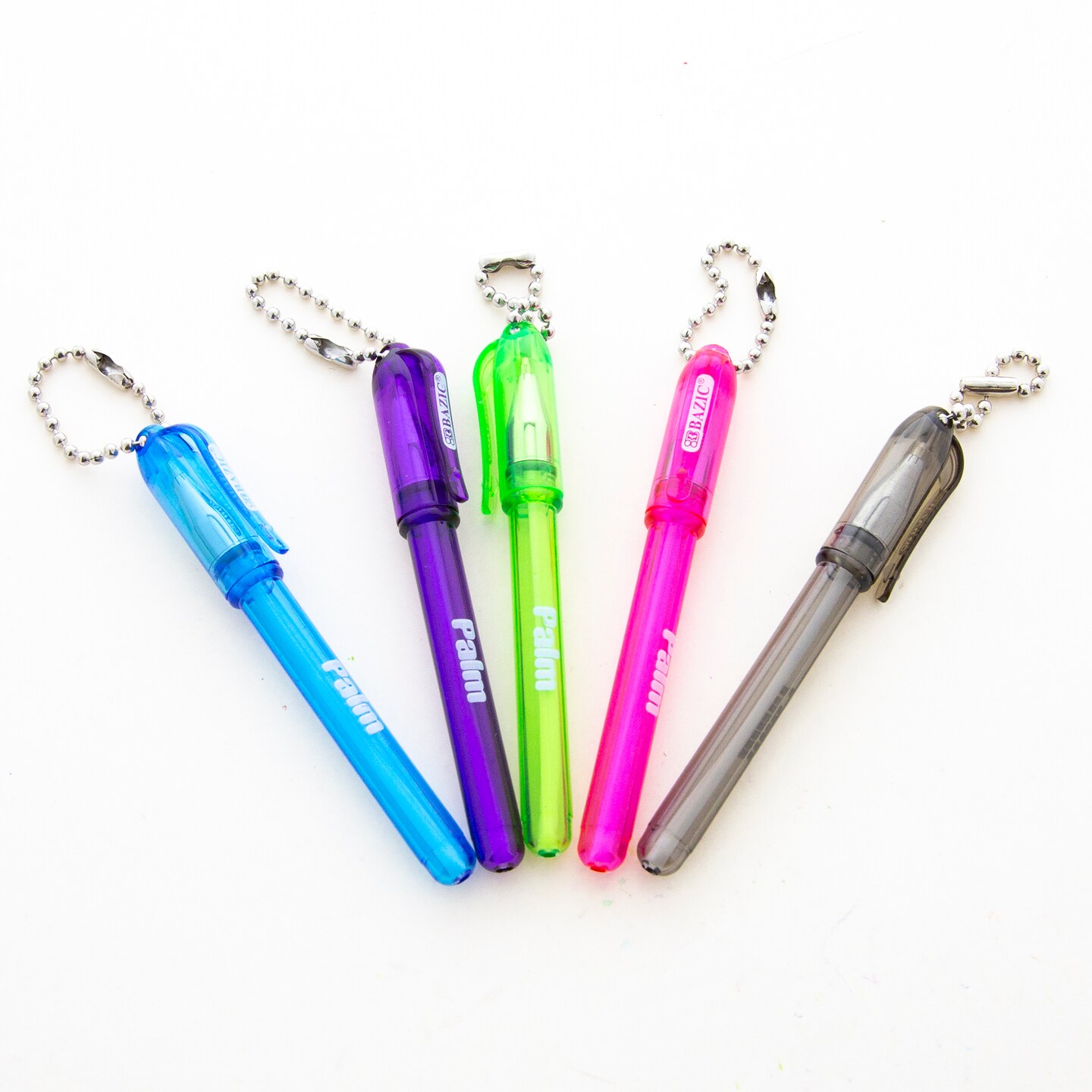 BAZIC Palm Mini Ballpoint Pen w/ Key Ring (5/Pack)