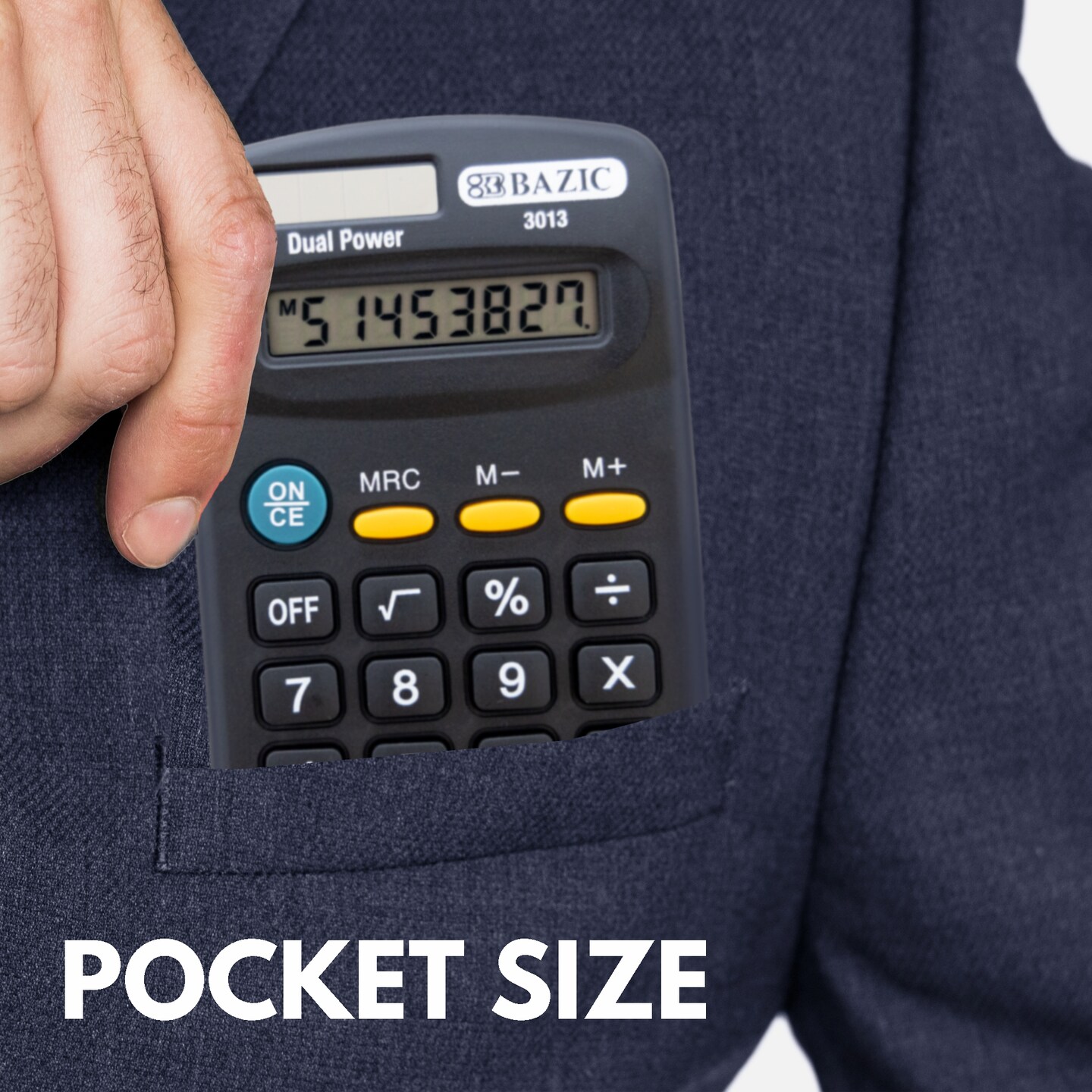 BAZIC Pocket Size Black Calculator 8-Digit Dual Power