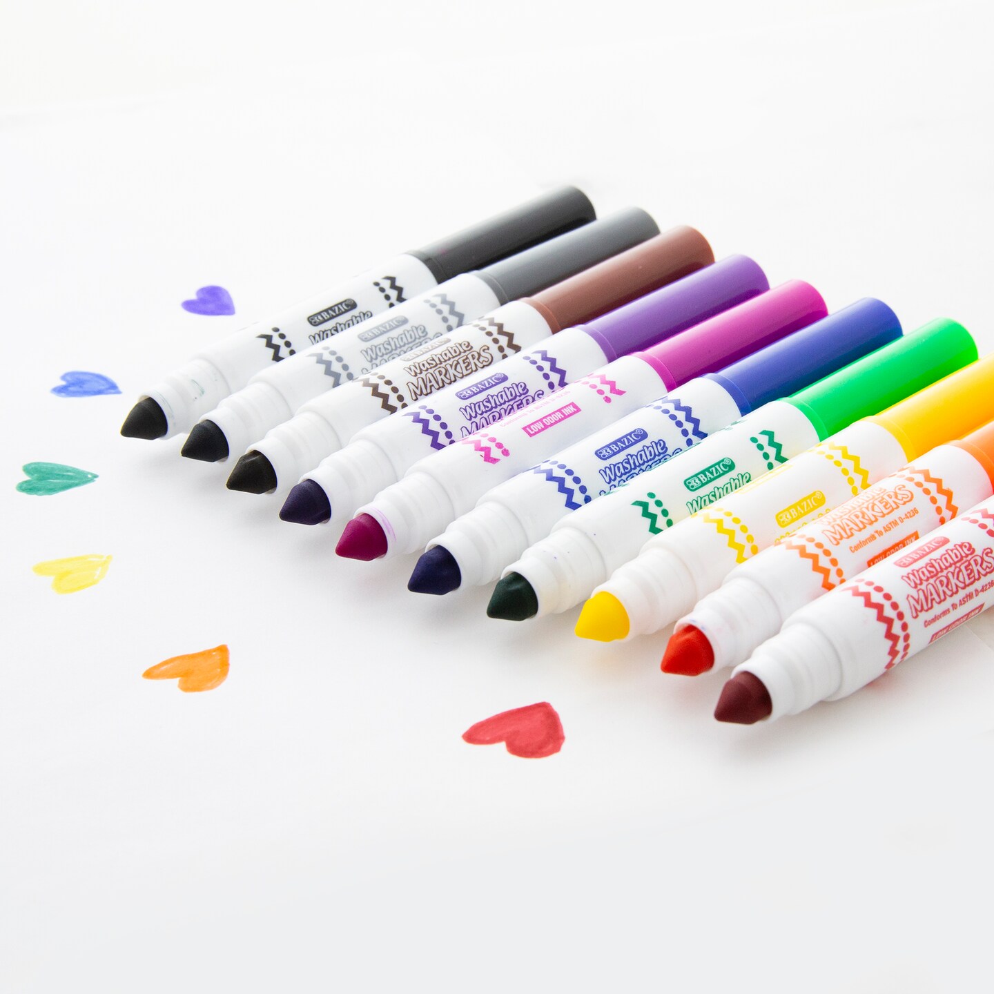 BAZIC Washable Markers Broad Line Mini 10 Color