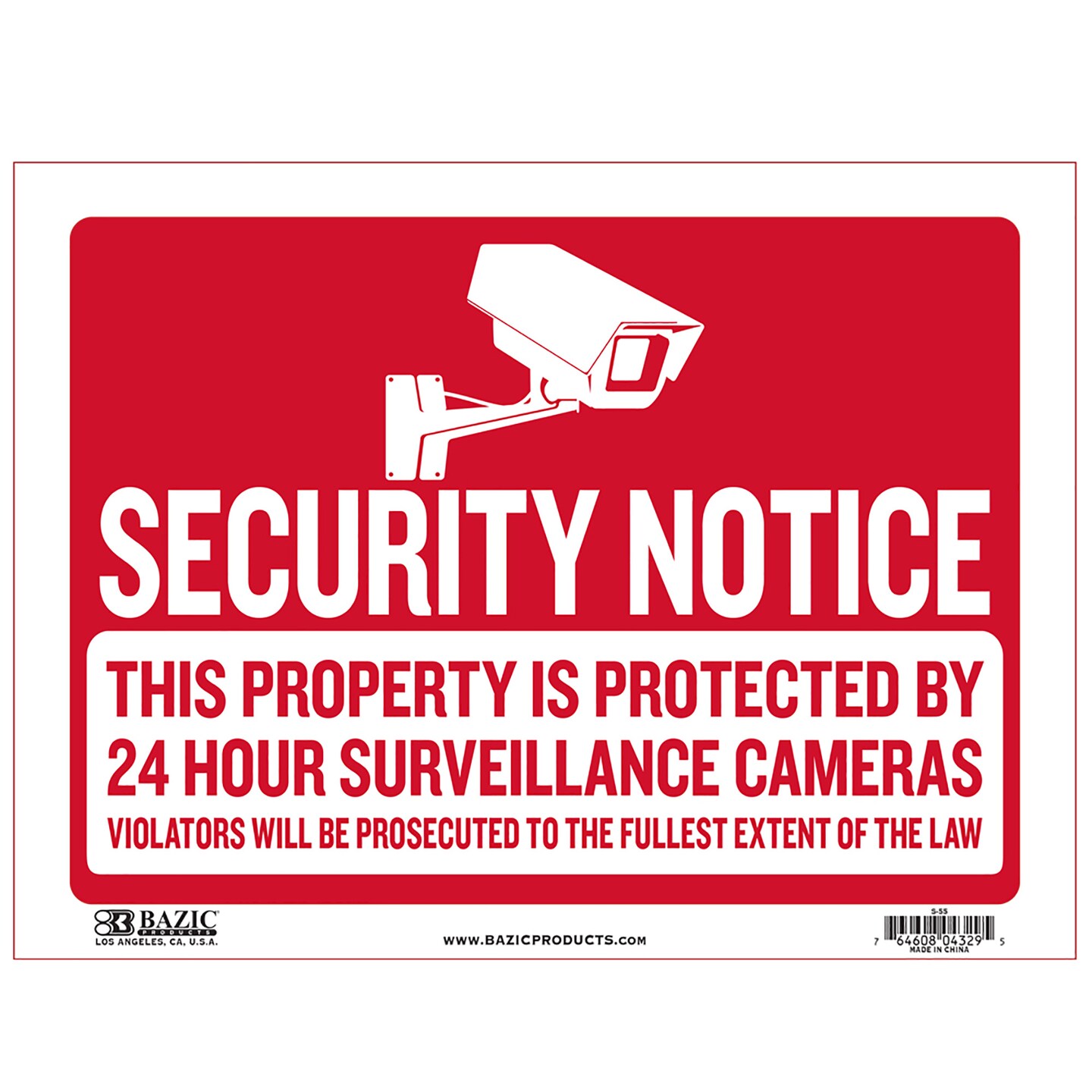 BAZIC 9&#x22; x 12&#x22; Security Notice Sign
