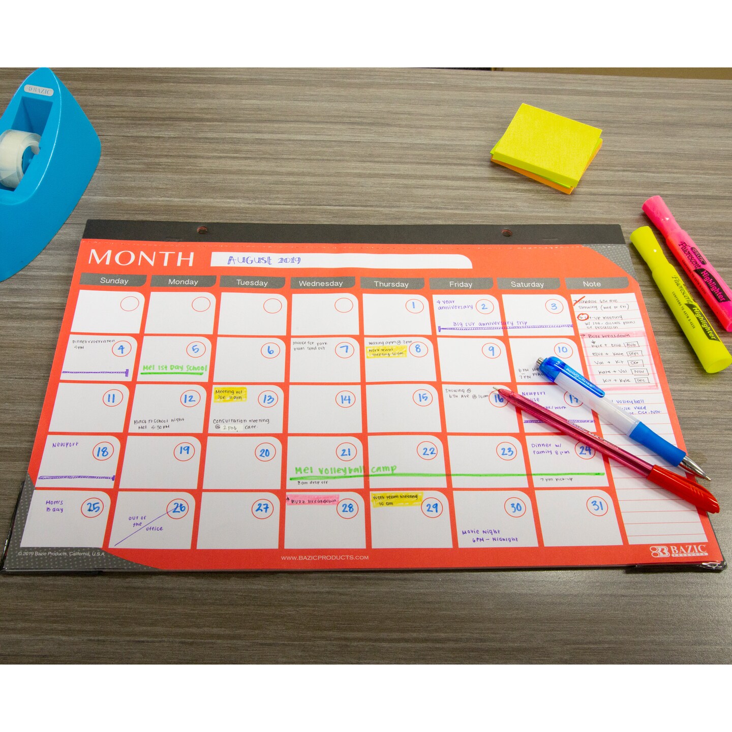 BAZIC 11&#x22; X 17&#x22; Undated 12-Month Desk Pad Calendar