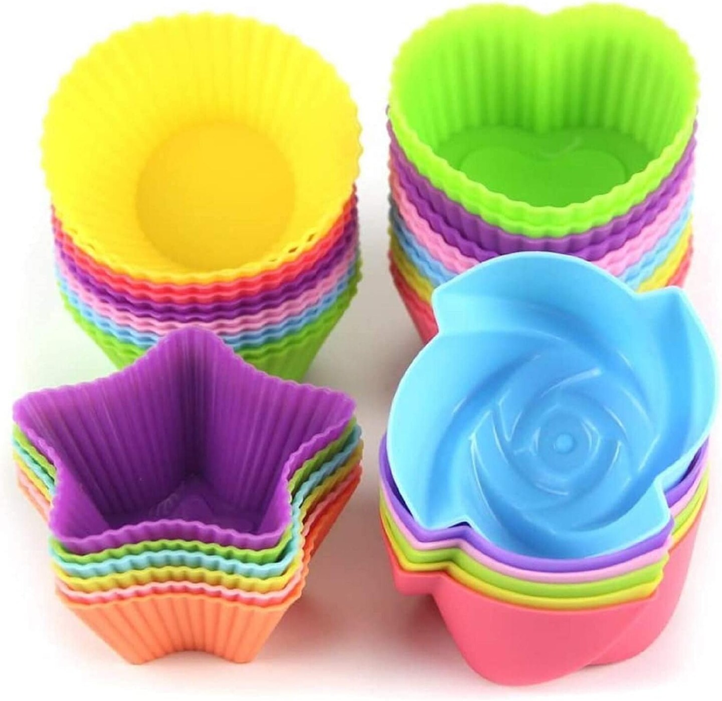 4 Shapes Reusable Silicone Cupcake Liners 24 Pieces