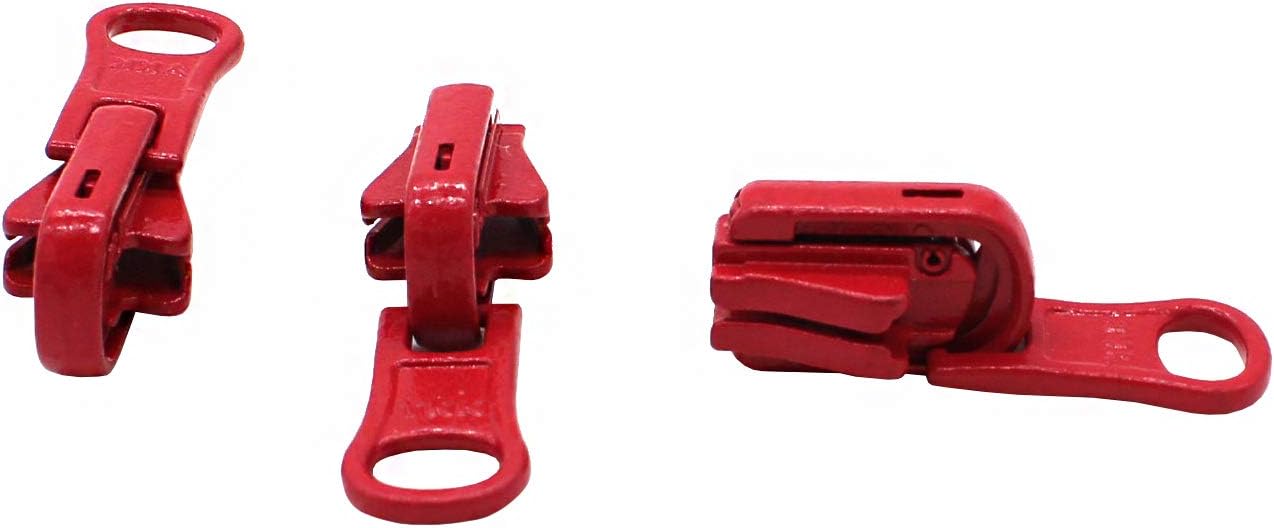 ZipperStop Wholesale Distributor YKK® Zipper Repair Kit Solution, YKK® #5 Molded Reversible Fancy Pulls Vislon Slider Made in USA - 3 Pulls Per Pack (Hot Red 3pcs)