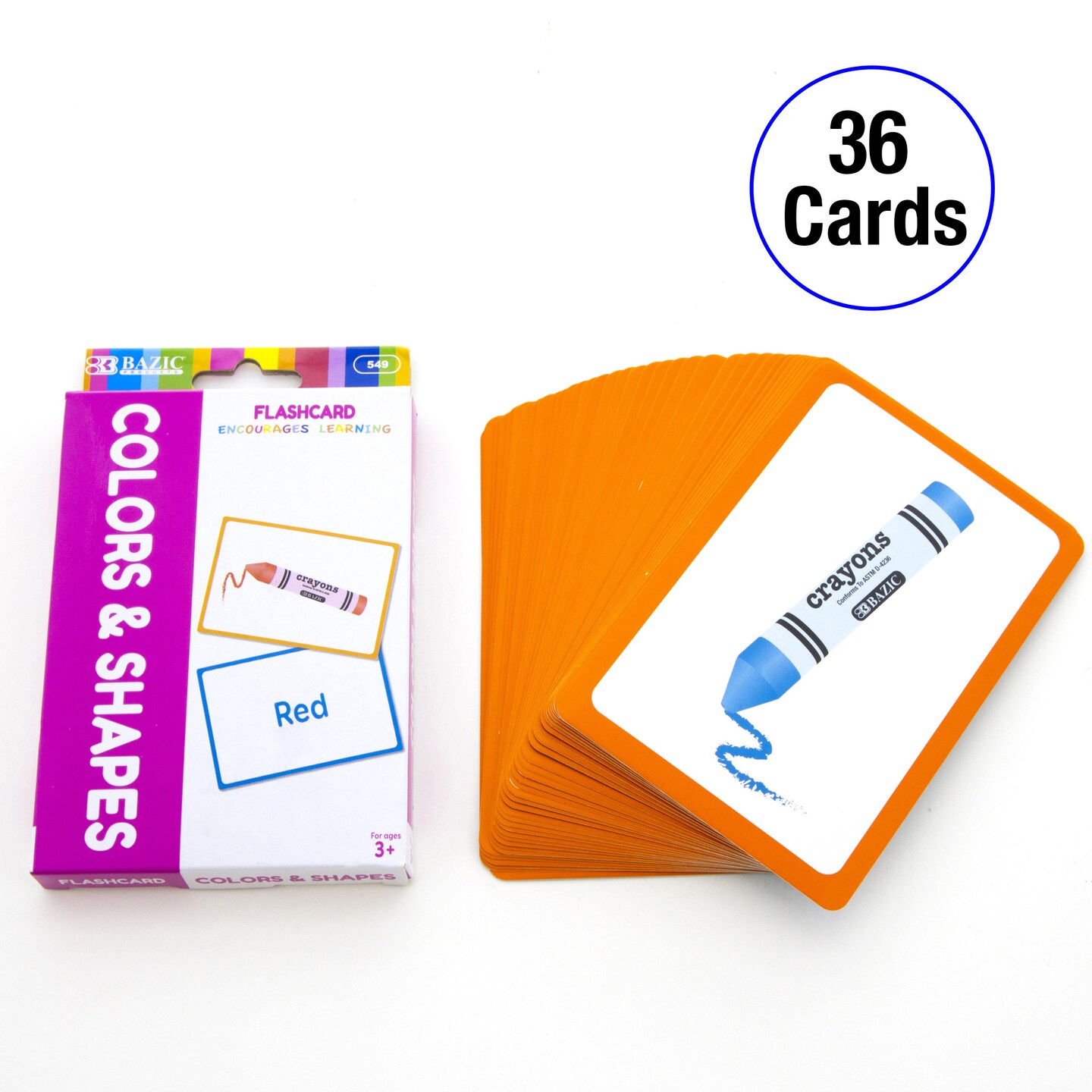 BAZIC Flash Cards Colors Preschool (36/Pack)