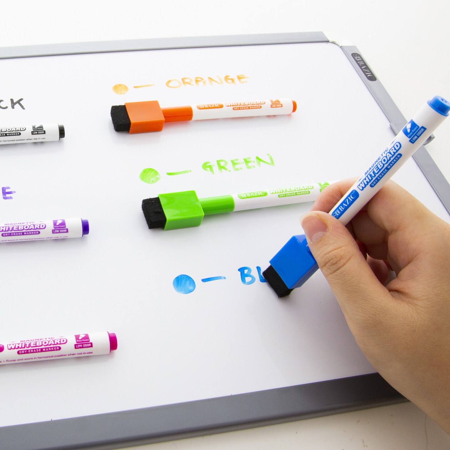 BAZIC Magnetic Bright Color Dry-Erase Markers (6/Pack)