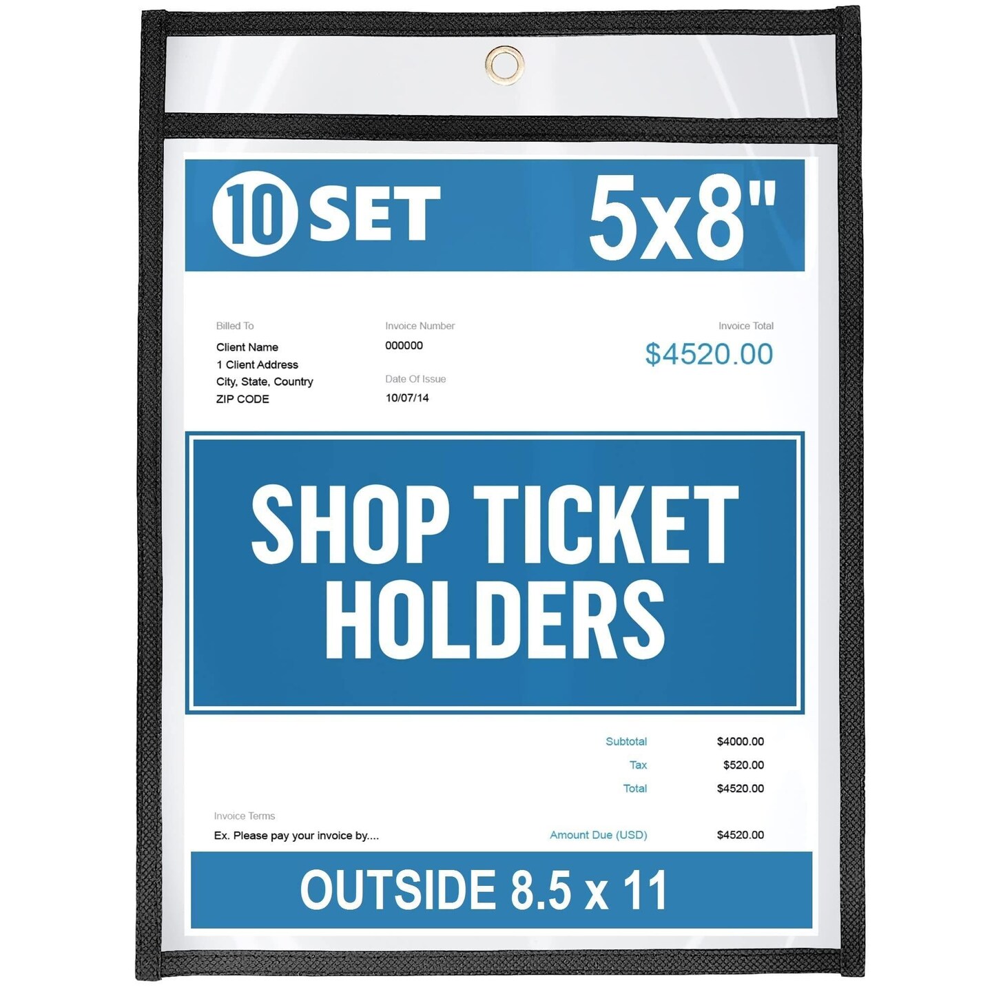 10 Pack Job Ticket Holders 5x8 inch Black Shop Ticket Holders Sheet