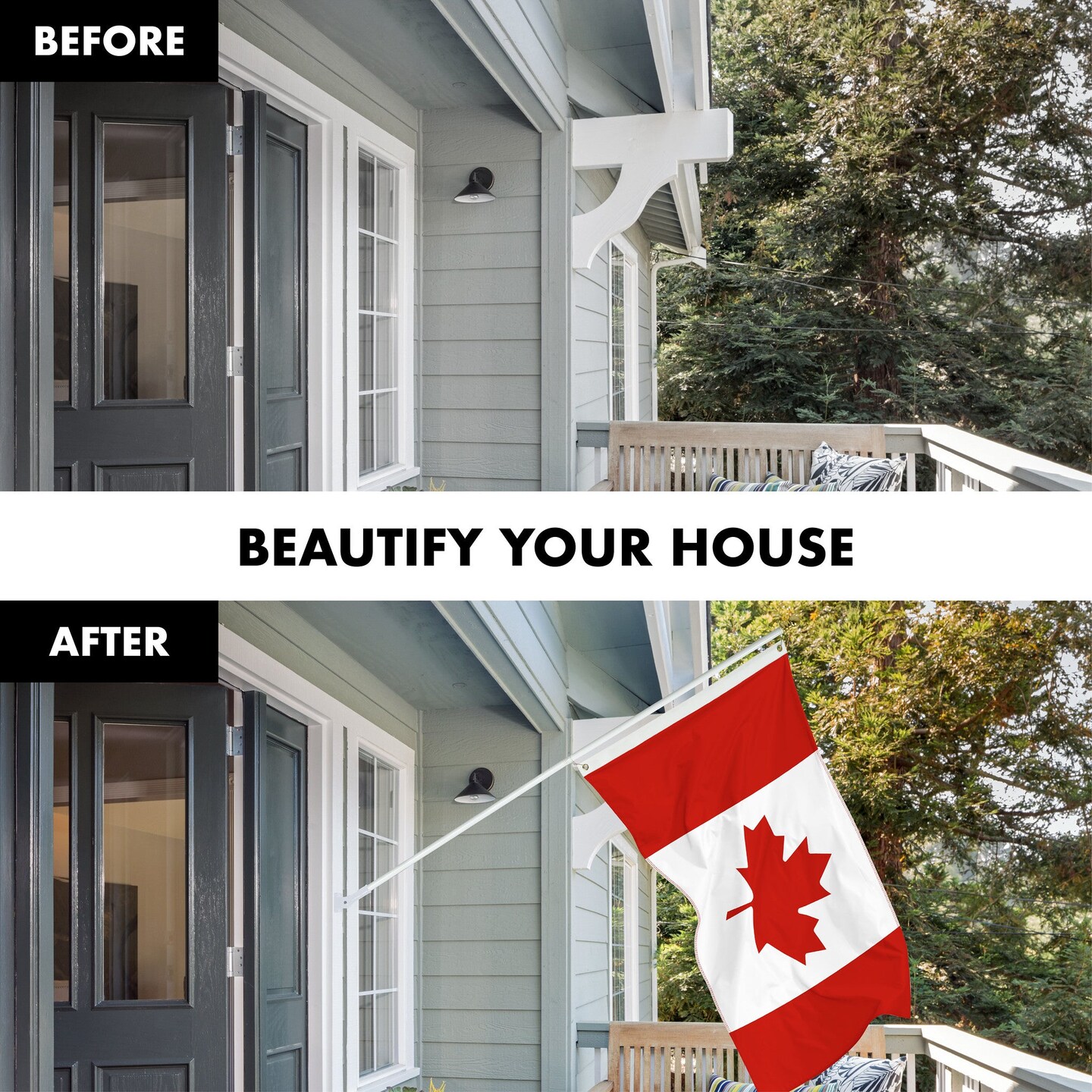 G128 Combo Pack: 5 Ft Tangle Free Aluminum Spinning Flagpole (White) &#x26; Canada Canadian Flag 2x3 Ft, LiteWeave Pro Series Printed 150D Polyester | Pole with Flag Included