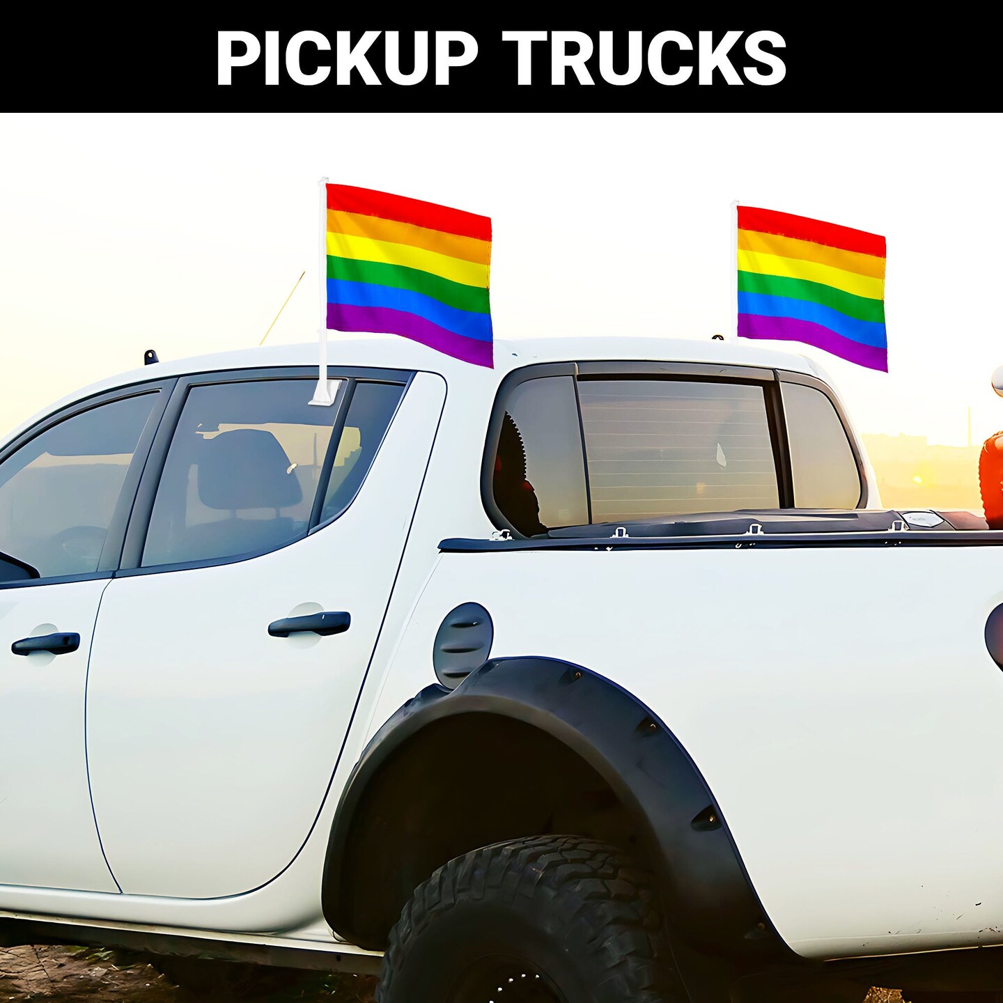 G128 2 Pack: LGBT Rainbow Pride Car Flag | 11x17 In | Double LiteWeave Pro Series Double Sided Printed 150D Polyester | Flagpole Included | Perfect for Festival Celebrations, Parades