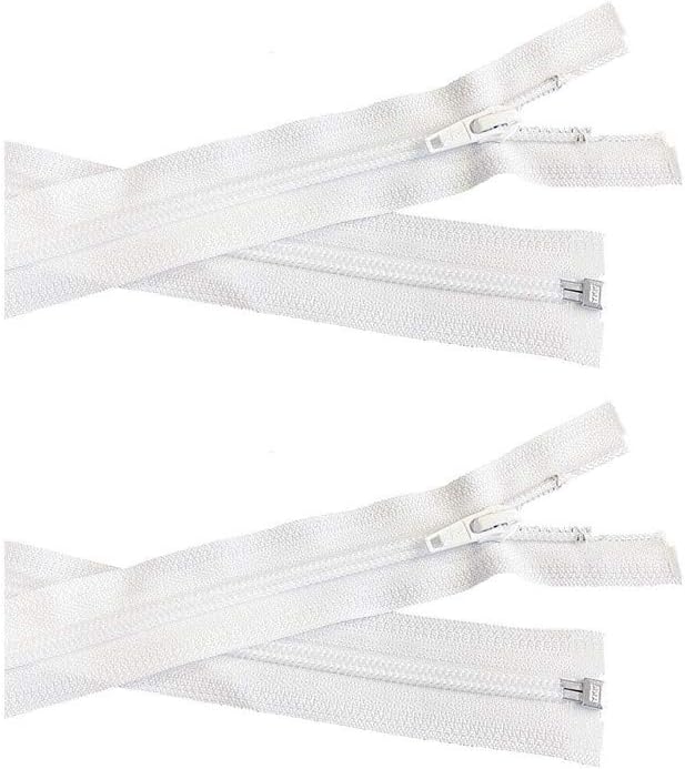 YKK 36&#x22; Light Weight Jacket Zipper ~ YKK #5 Nylon Coil Separating Zippers - White (Pack of 1 Zippers) Made in USA