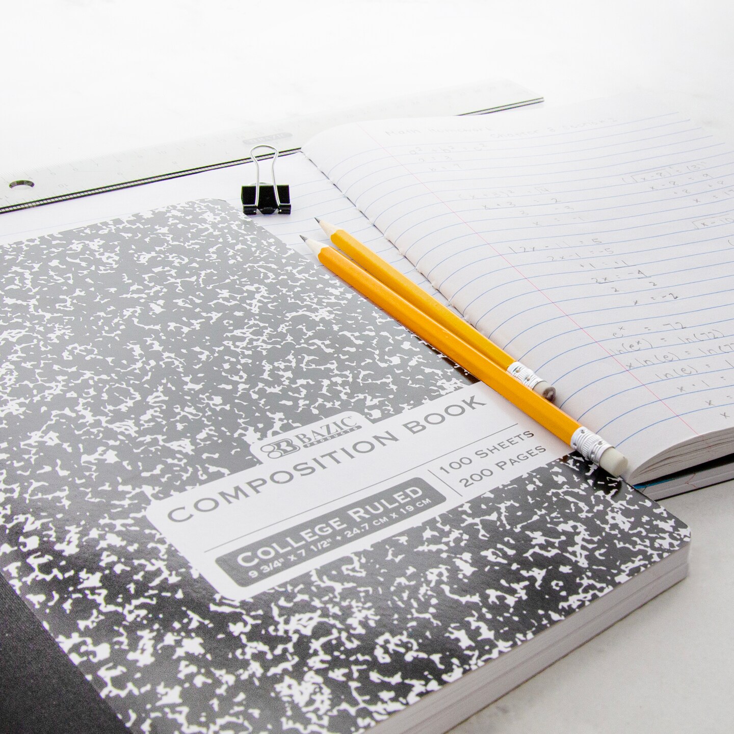 BAZIC Composition Book C/R Black Marble 100 Ct.