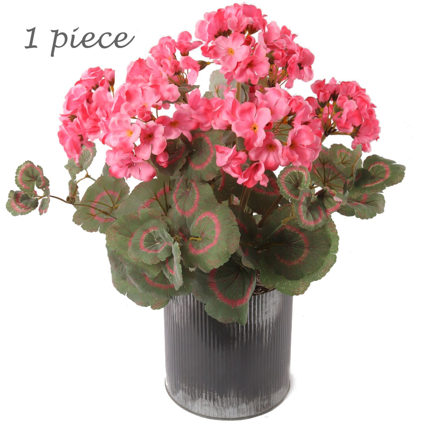 12-Pack: Pink Geranium Bush with 7 Silk Flowers & Lush Leaves - Vibrant Faux Floral Decor for Home, Garden & Event Arrangements, Floral Home by Artificial Flowers