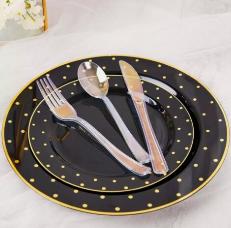 24 Iridescent Disposable Plastic Cutlery Spoon Fork Knife Set