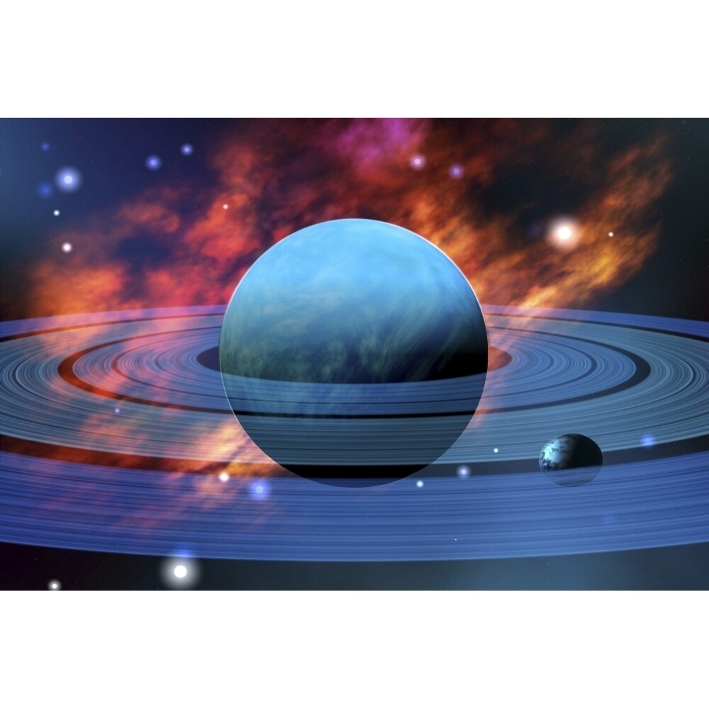 The Beautiful Blue Planet Of Neptune With Its Moons Poster Print