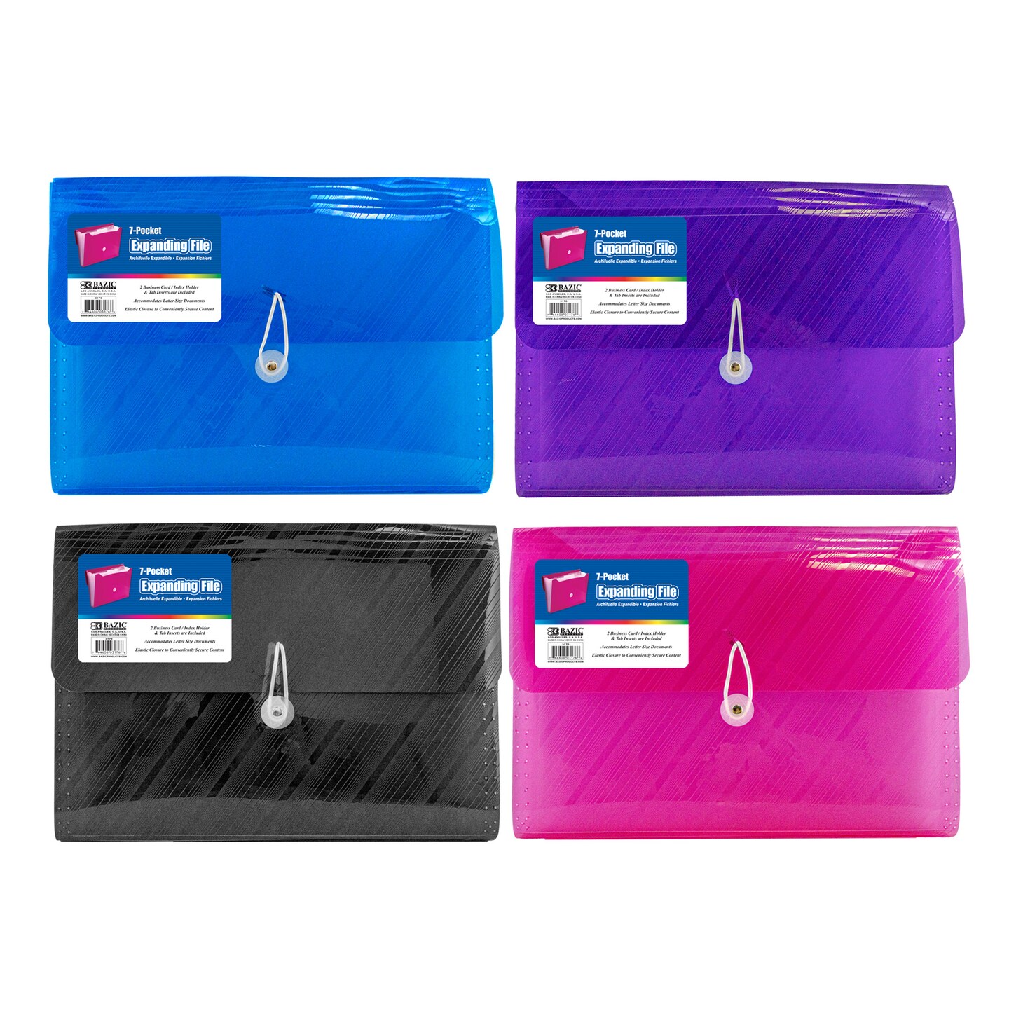 BAZIC Expanding File A4/Letter Size Translucent Poly 7-Pocket