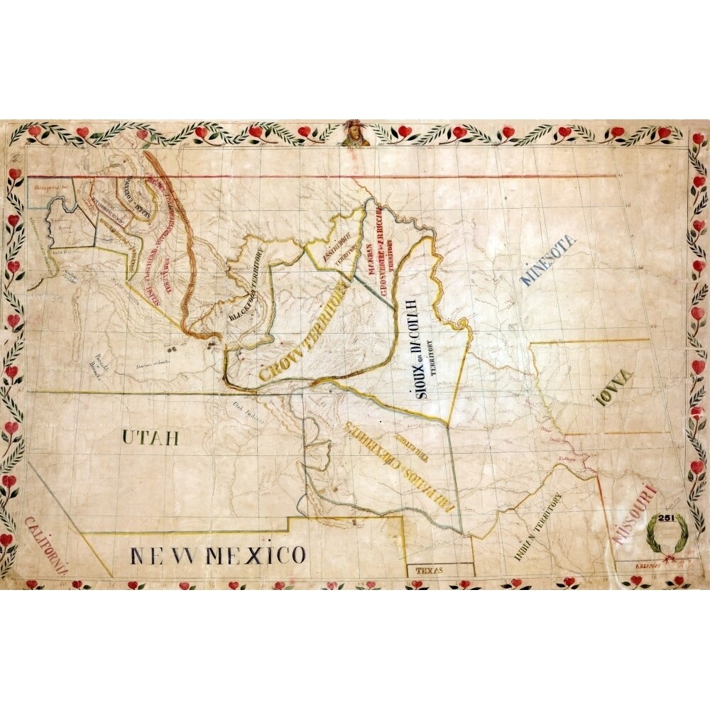 1851 Map Of The Upper Great Plains And Rocky Mountains Region Shows Territories Of Various North American Indian Tribes.