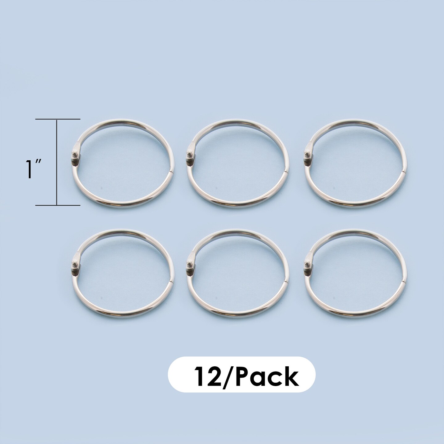 BAZIC 1&#x22; Metal Book Rings (12/Pack)