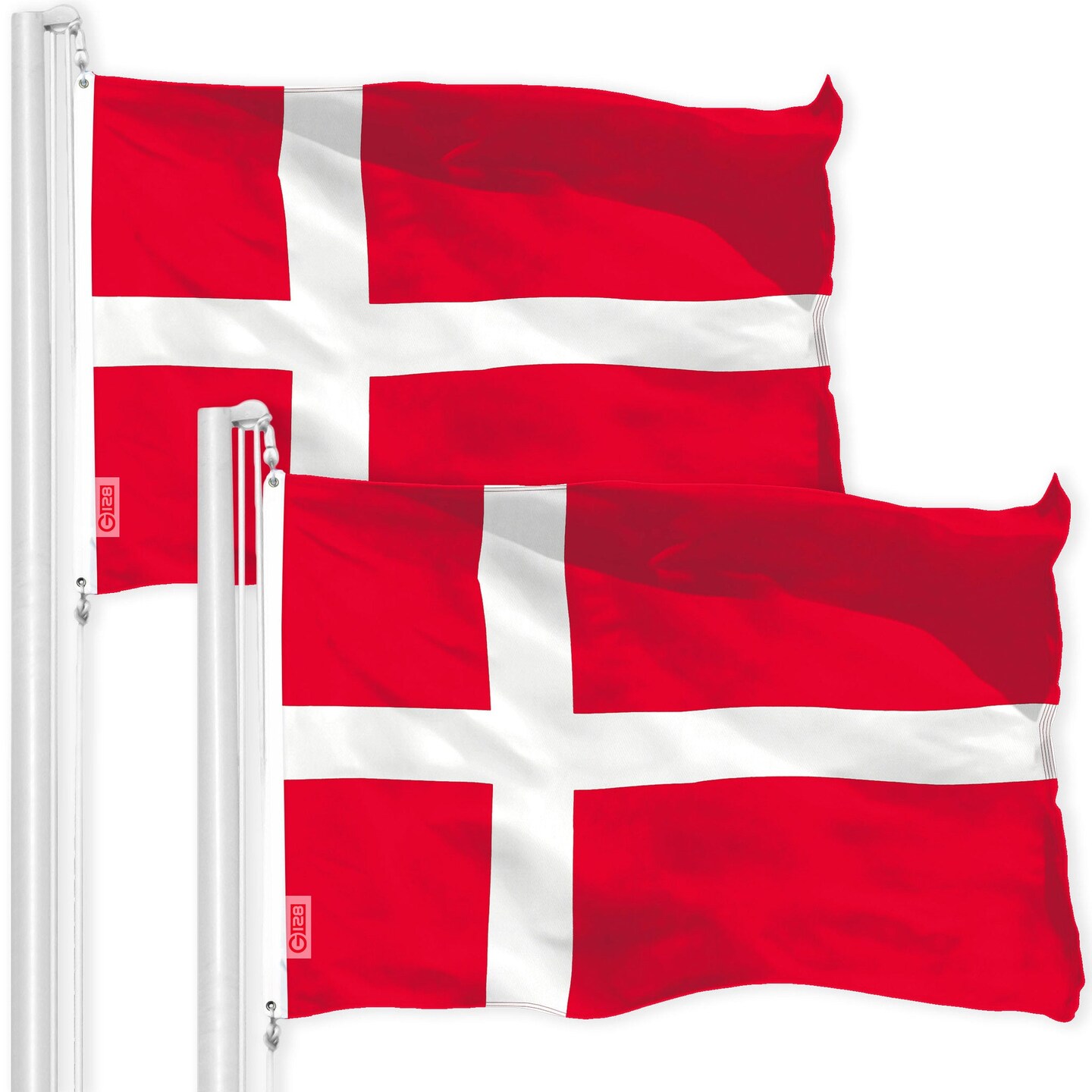 Denmark Danish Flag 3x5 Ft 2-Pack 150D Printed Polyester By G128