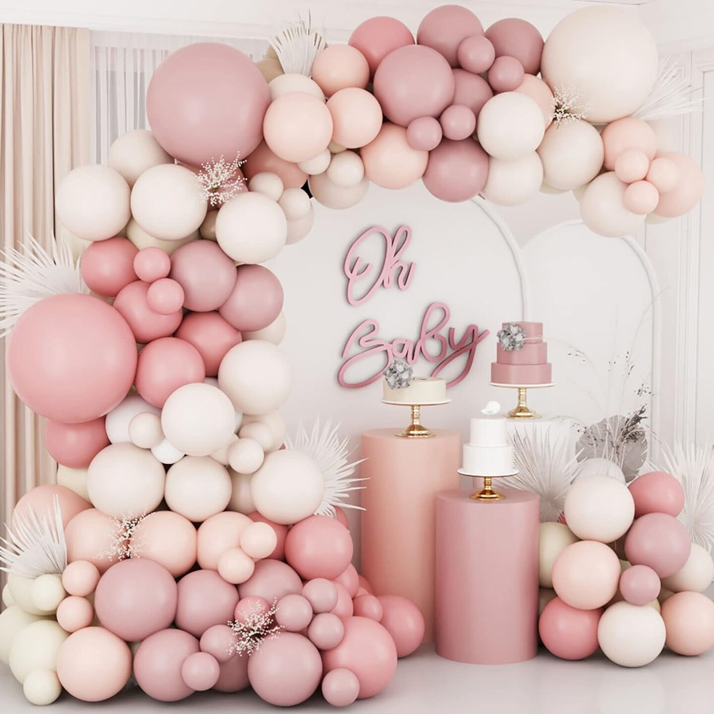 18Inch Boho Dusty Rose Pink Nude Mauve Neutral Brown Ivory White Balloons Balloon Arch Garland Kit, Baby Shower Balloons Girls, Boho Birthday Wedding Baby Shower Party Decorations for Girl