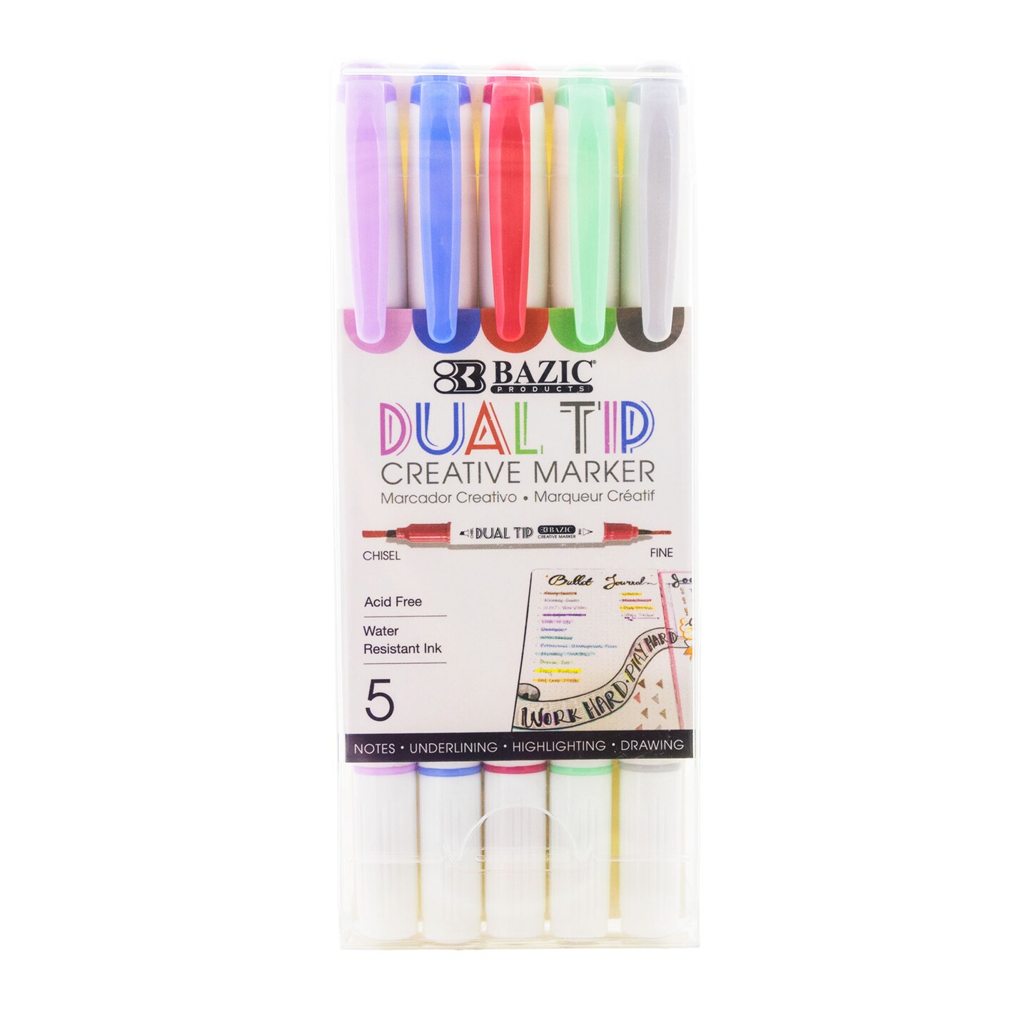 BAZIC Dual Tip Creative Markers 5 Colors