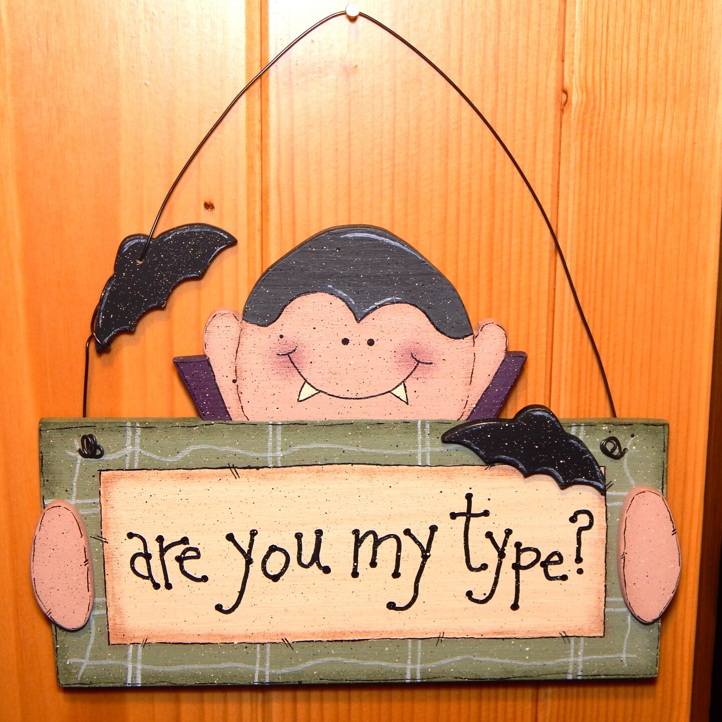 Primitive Halloween Decoration, Cute Vampire Decor, Wood Halloween Signs, Vampire Signs, Cute Halloween Decor, Dracula Halloween Door Hanger product 4