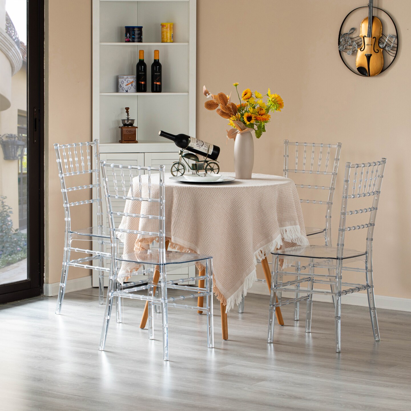 Modern Acrylic Stackable Chiavari Dining Chair, Clear Party Chair, Ctystal Acrylic Chair for Events and Weddings