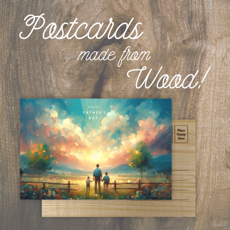 Father&#x27;s Day with Sons Wooden Postcard