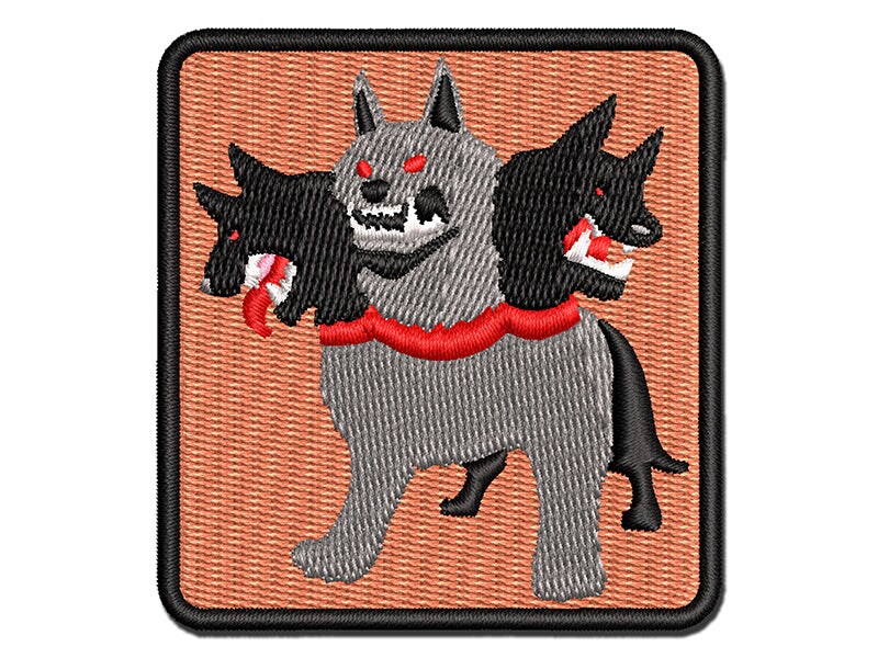 Cerberus Three Headed Hell Hound Dog Hades Greek Mythology Multi-Color Embroidered Iron-On or Hook &#x26; Loop Patch Applique