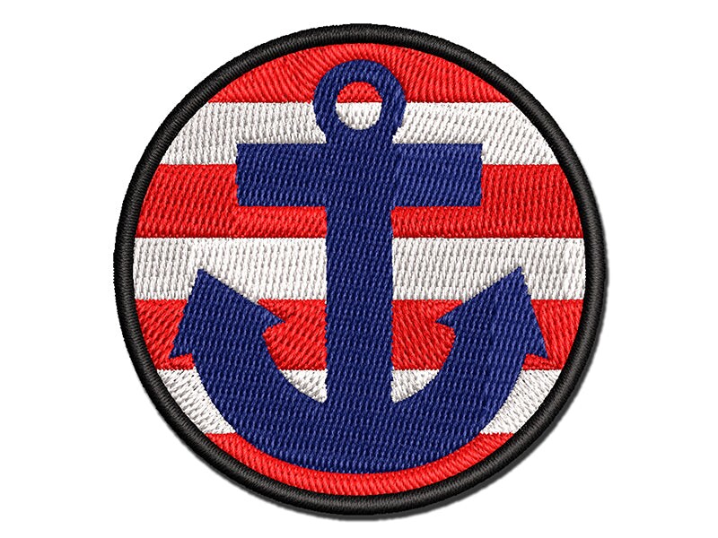 Boat Anchor Nautical Multi-Color Embroidered Iron-On or Hook &#x26; Loop Patch Applique