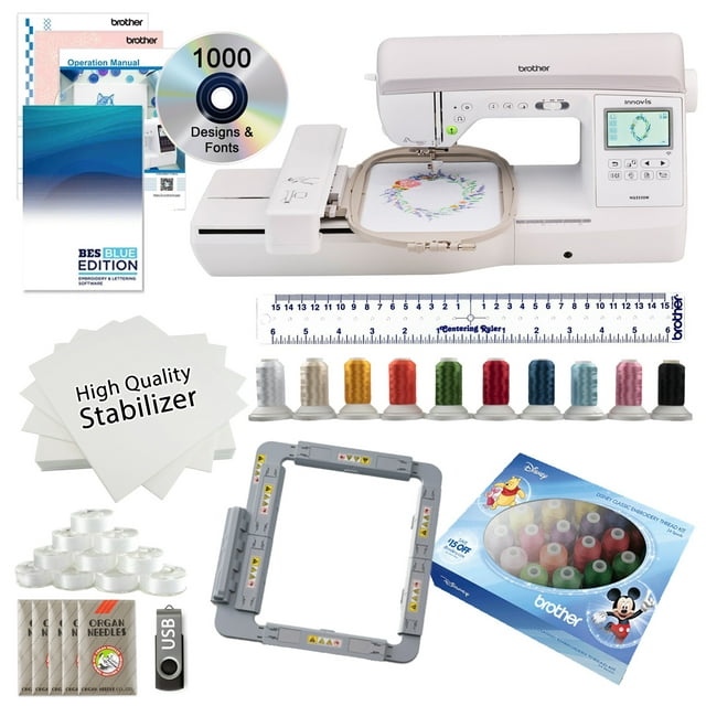 Brother NQ3550W 6&#x22; x 10&#x22; Wifi &#x26; USB Embroidery Machine with Bonus Hoop + Disney Thread Set + Bes Blue Software and more